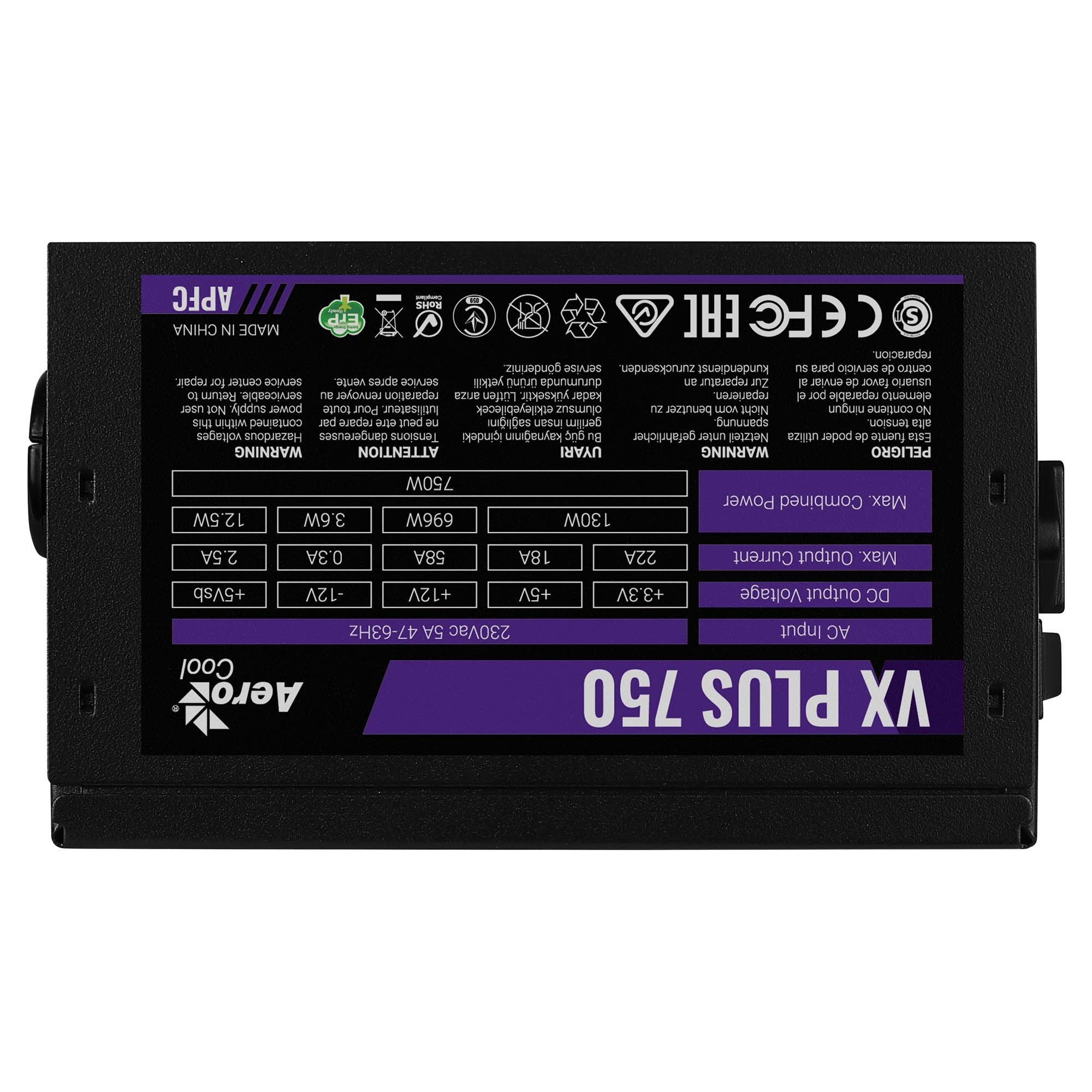 EAN 4713105962802 - Aerocool VX PLUS 750 unidad de fuente de alimentación 750 W 20+4 pin ATX ATX Negro imagen 3