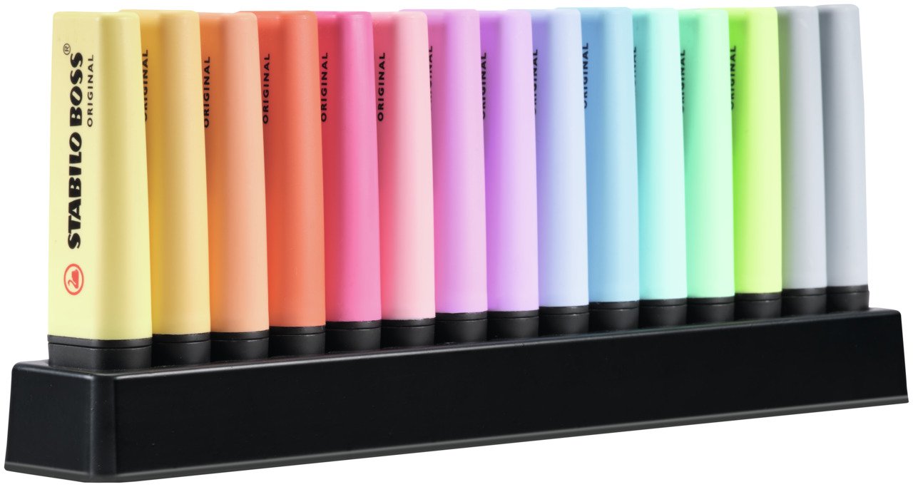Peana De Marcadores Fluorescentes Stabilo Boss Original 15 Unidades Colores Surtidos