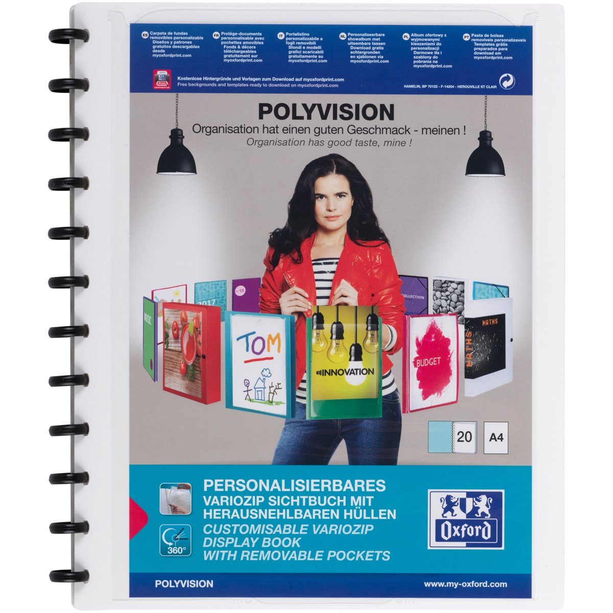 Oxford Ringmappe Din A4 Vario-Zipp - Blanco