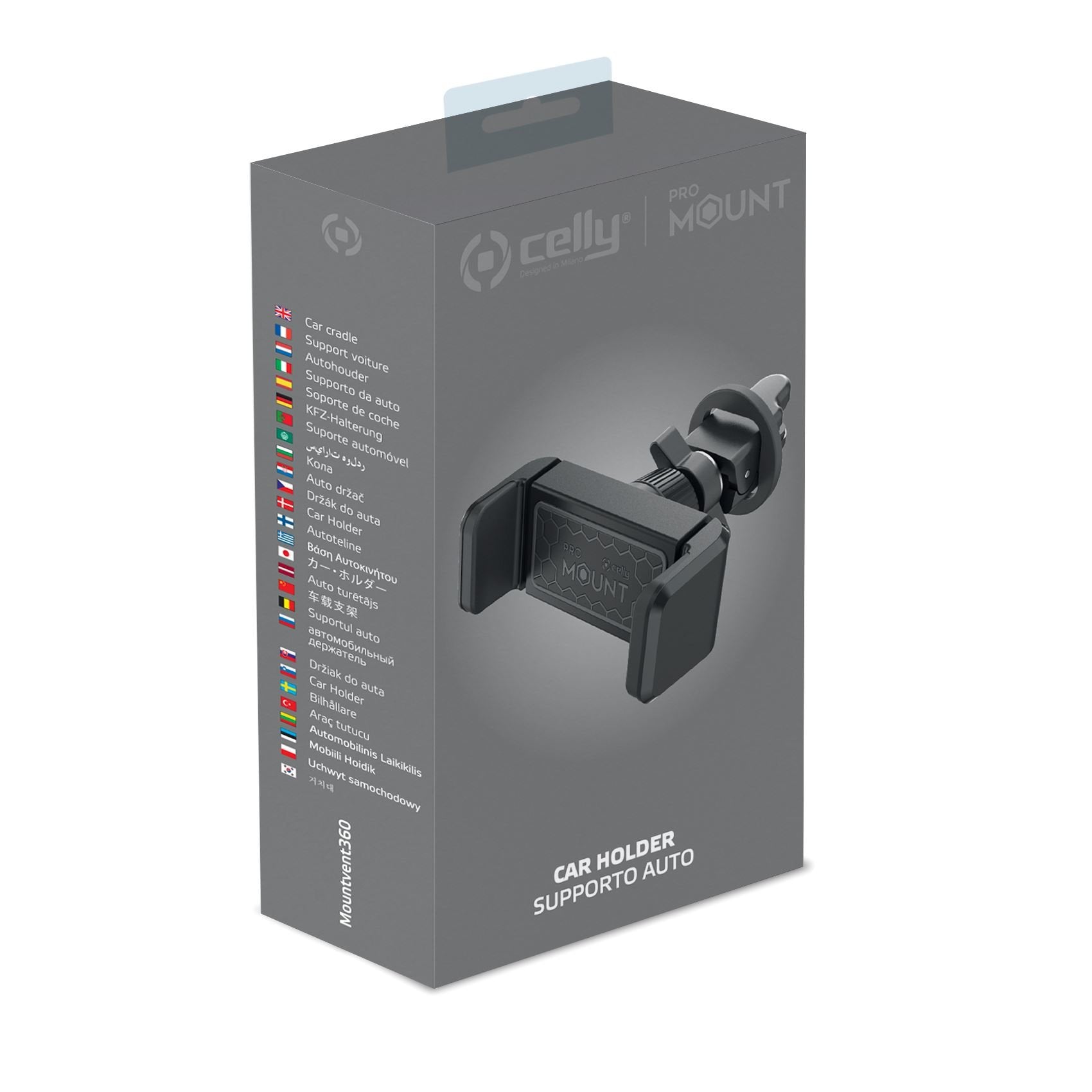 Celly Mountvent360bk Soporte Teléfono Móvil/Smartphone Negro Soporte Activo Para Teléfono Móvil