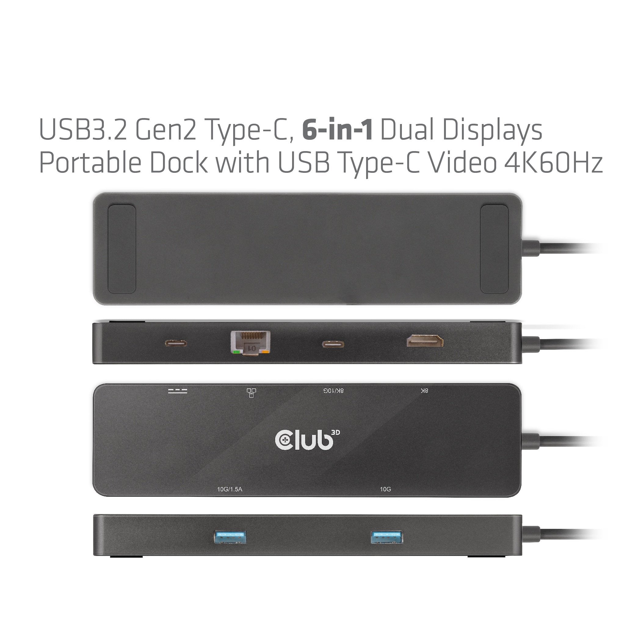 Club3d Usb-C Dock > Hdmi Usb-C 8k 2xusb Usb-C Pd100w Rj45 Retail