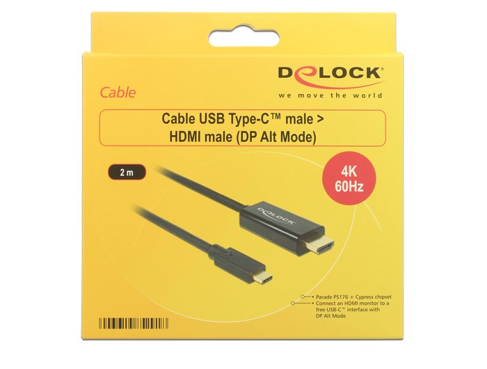 EAN 4043619852918 - DeLOCK 85291 adaptador de cable de vídeo 2 m USB Tipo C HDMI Negro imagen 2