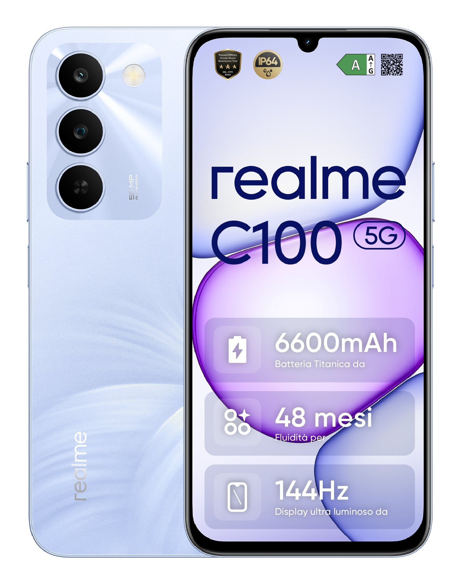 EAN 6941764486256 - realme C100 5G 17,3 cm (6.8") SIM doble Android 16.0 USB Tipo C 4 GB 256 GB 6600 mAh Púrpura imagen 2