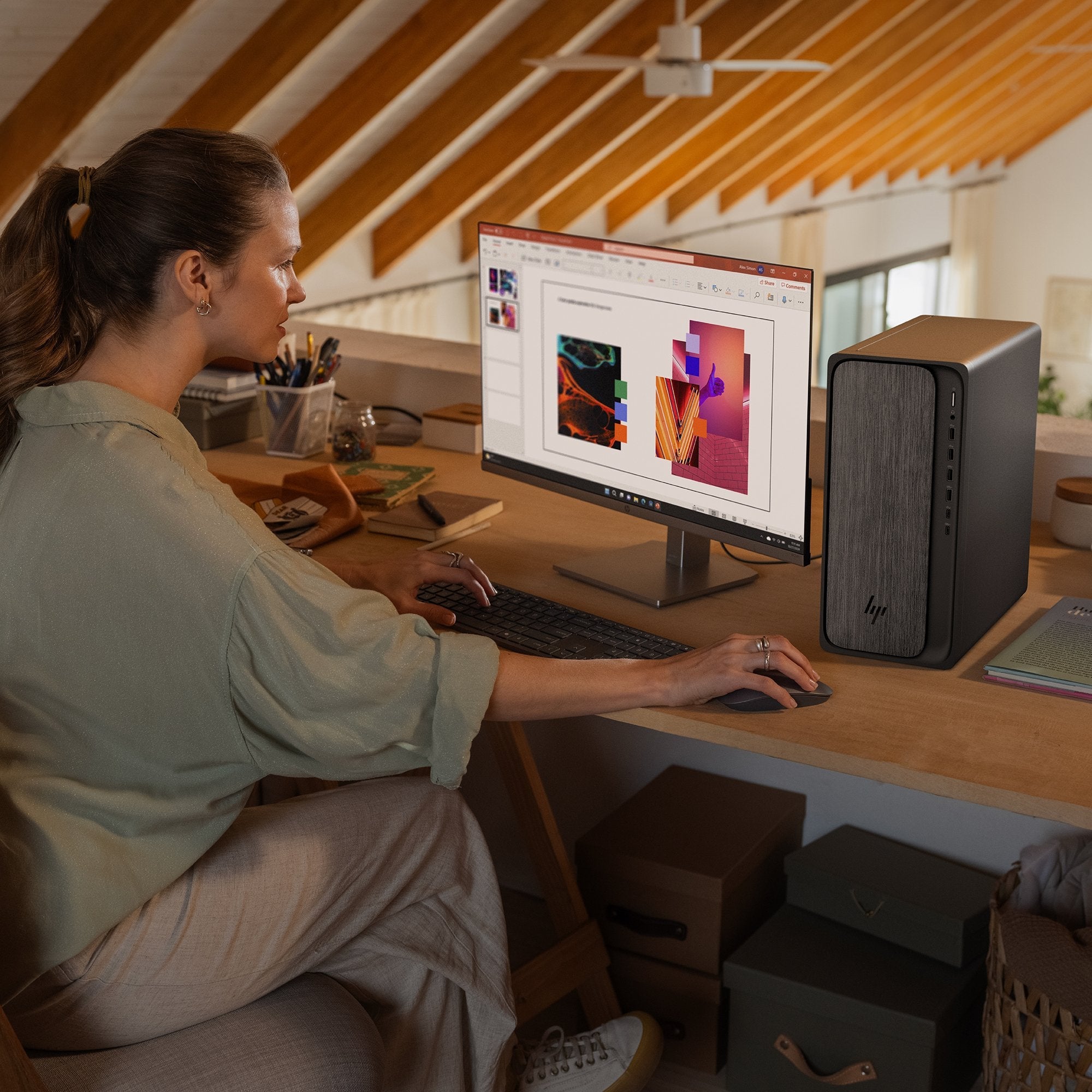 Pc  Hp Omnidesk M02-0012ns Rayzen 5-8500g 16gb 1tb W11h Gris