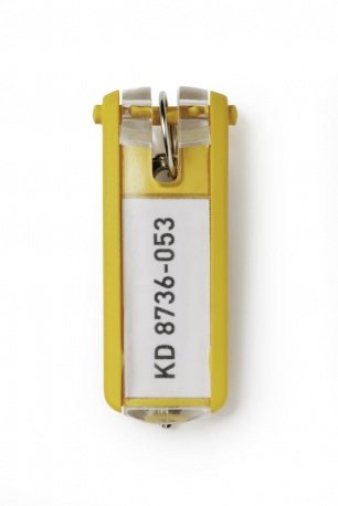 Durable Llavero Key Clip Con Etiqueta Siempre Visible Amarillo -Bolsa 6u-