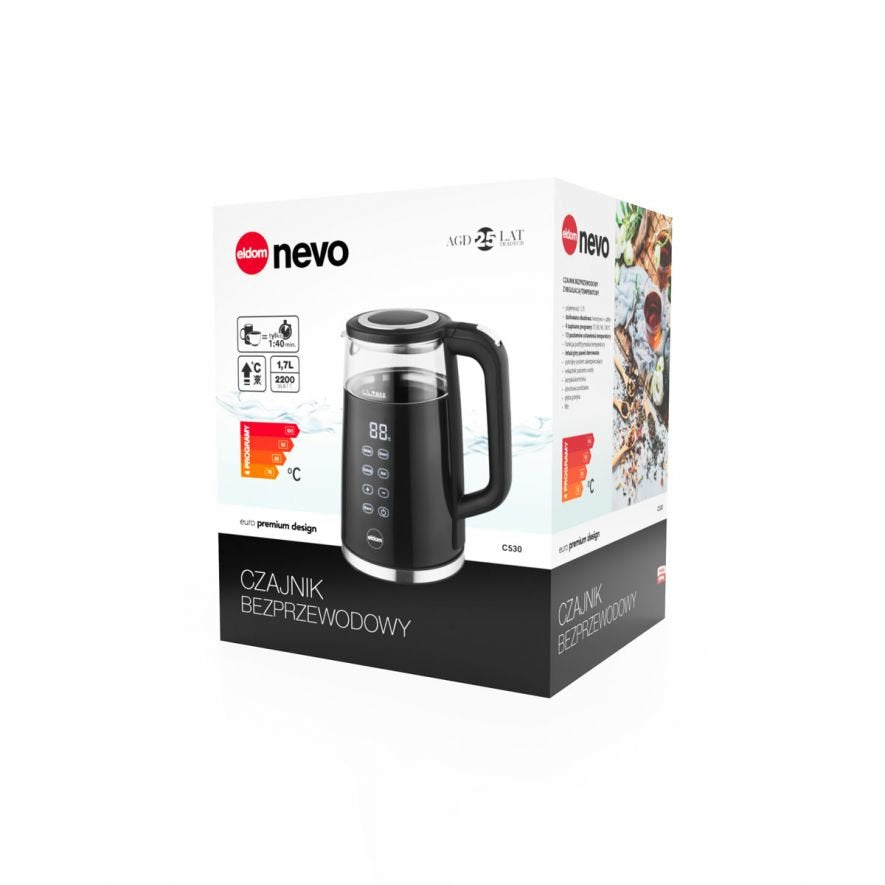 Tetera Eldom C530 Nevo Eléctrica 1,7 L 2200 W Negro, Transparente