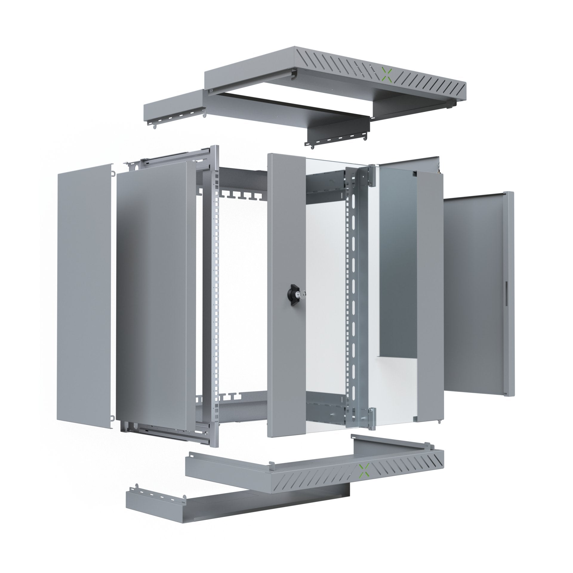Armario De Pared X-Rack De 19" Con Puerta De Vidrio De 400-600 Mm, 15u, Color Gris.