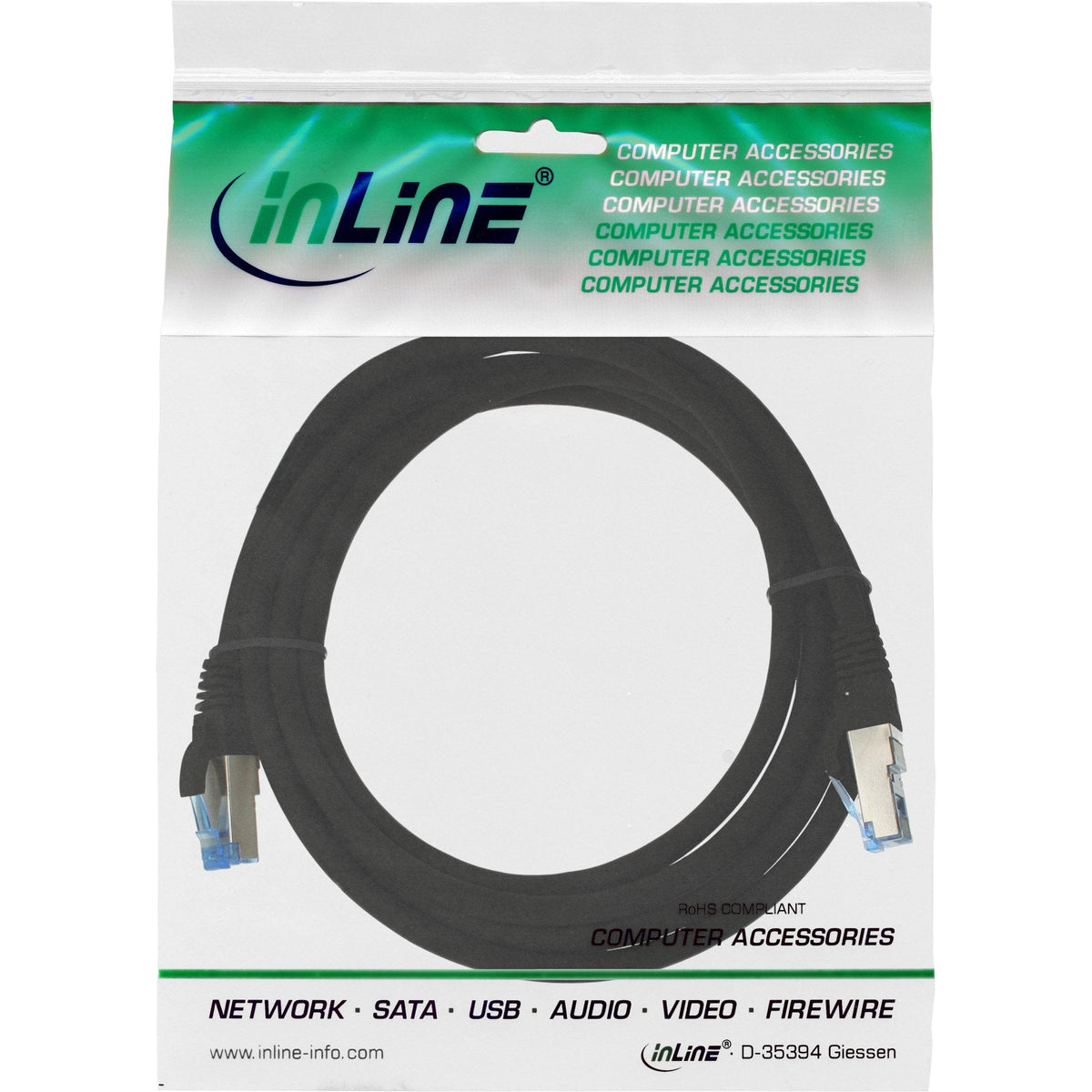 Cable De Red Inline S/Ftp Pimf Cat.6a Libre De Halógenos 500mhz Negro 1.5m
