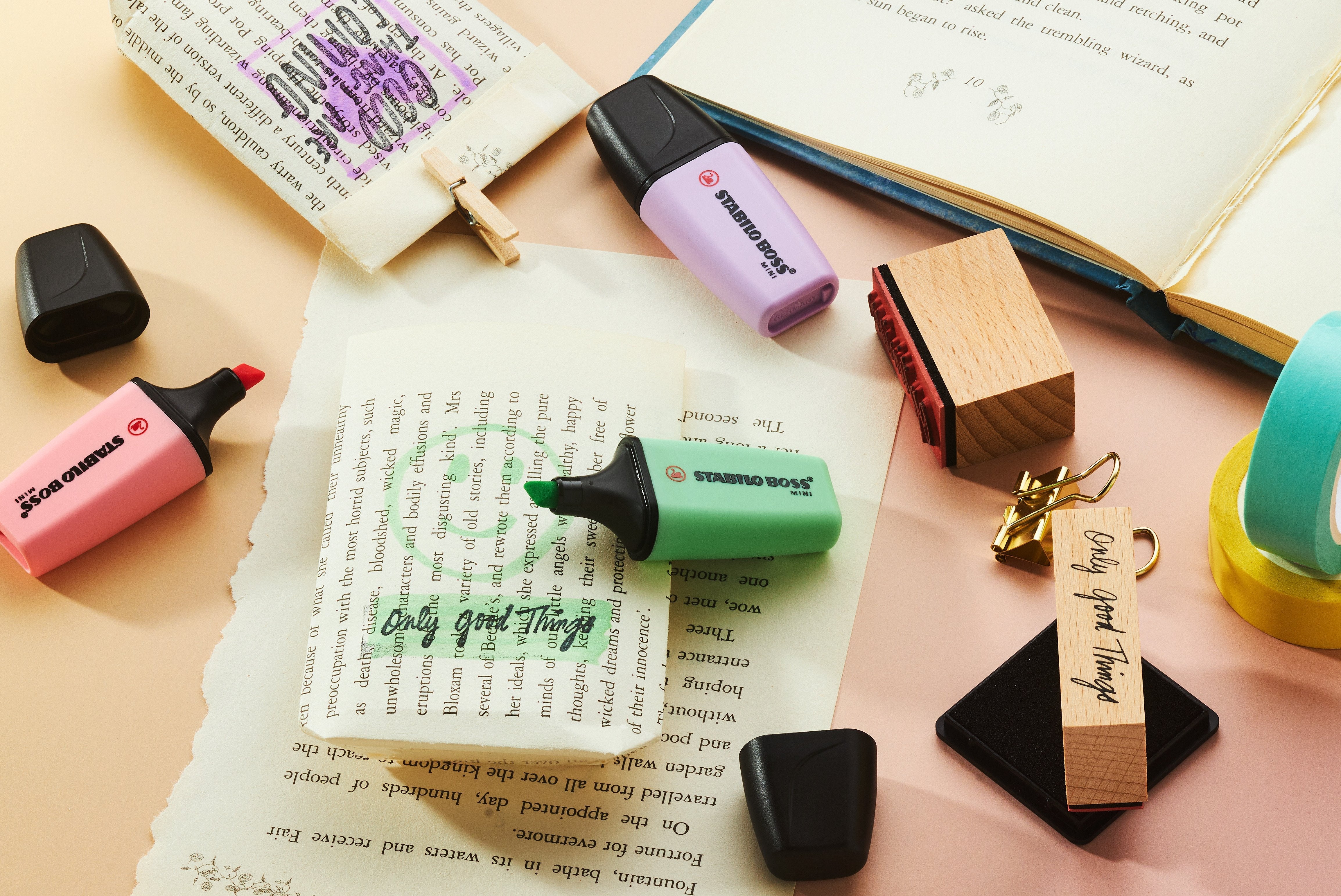 Stabilo Boss Mini Pastel Pack De 6 Marcadores Fluorescentes - Trazo Entre 2 Y 5mm - Tinta Con Base De Agua - Antisecado