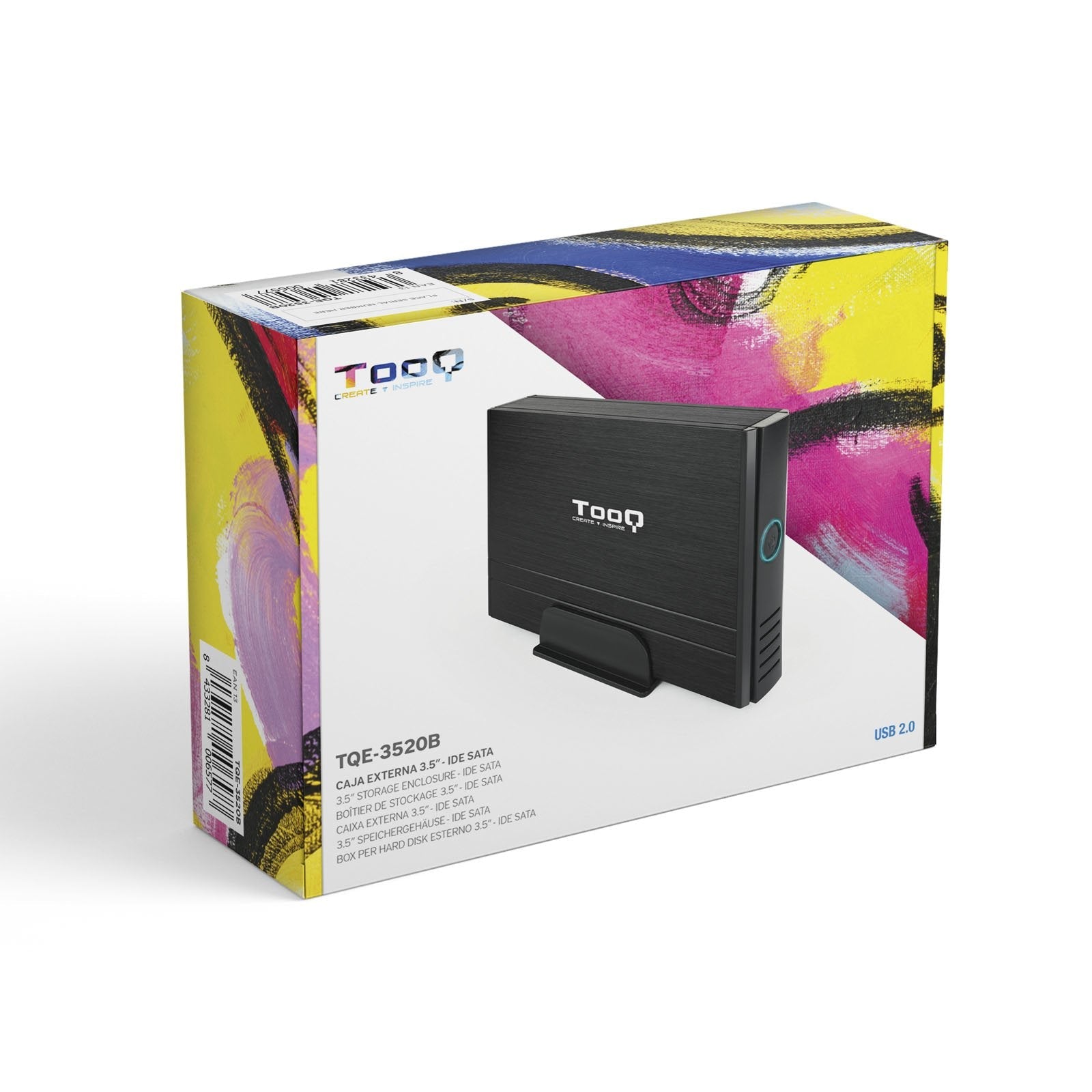 Tooq Carcasa Externa Hdd 3.5" Sata/Ide Usb 2.0 Con Soporte - Negro
