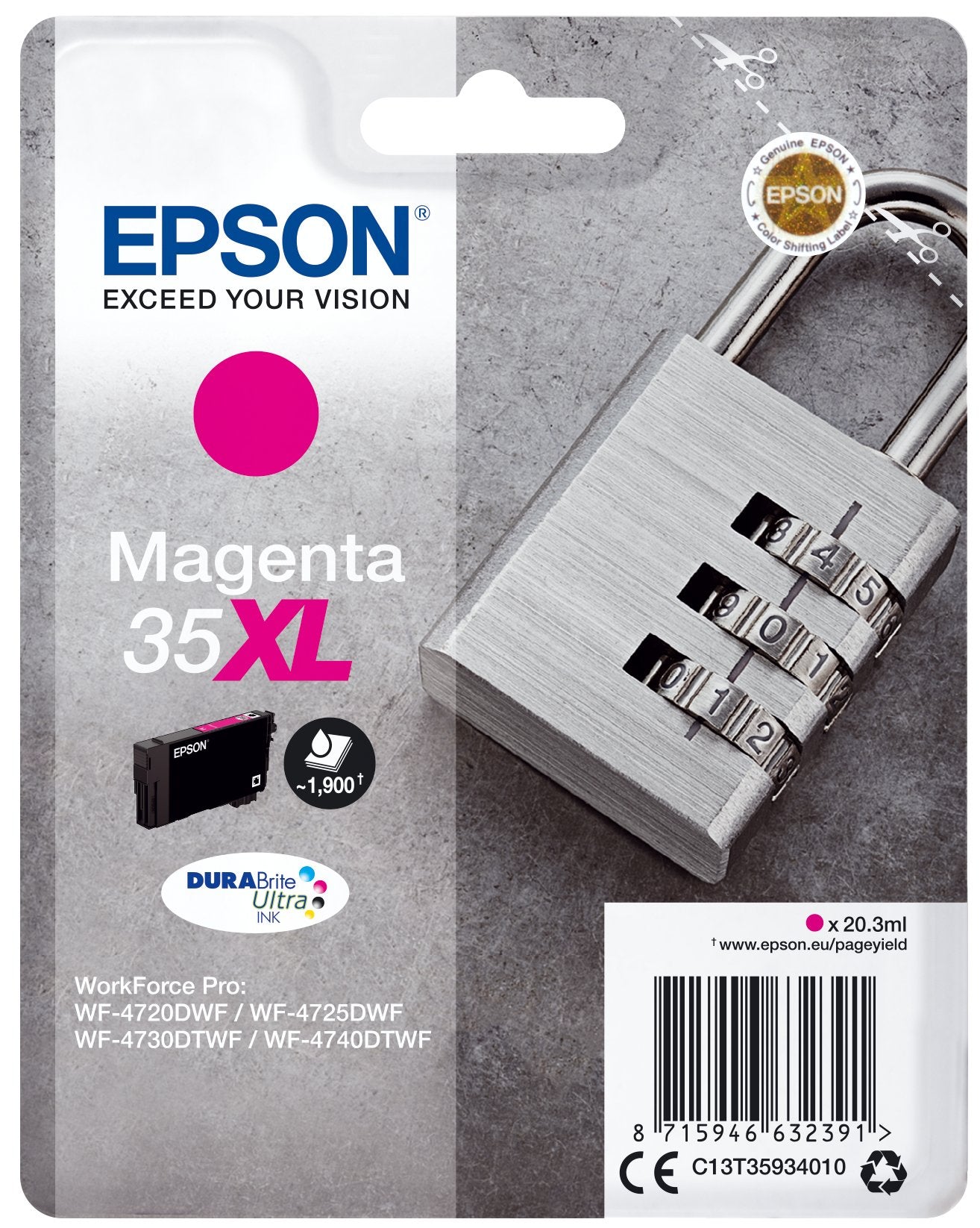 EAN 8715946632391 - Epson Padlock C13T35934010 cartucho de tinta 1 pieza(s) Original Alto rendimiento (XL) imagen 1