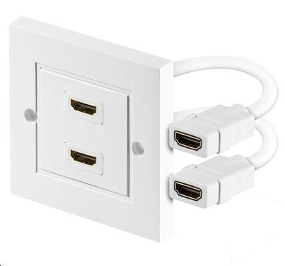 Hdmi Wall Socket 2 Port White 3d,  Hdcp, High Speed.