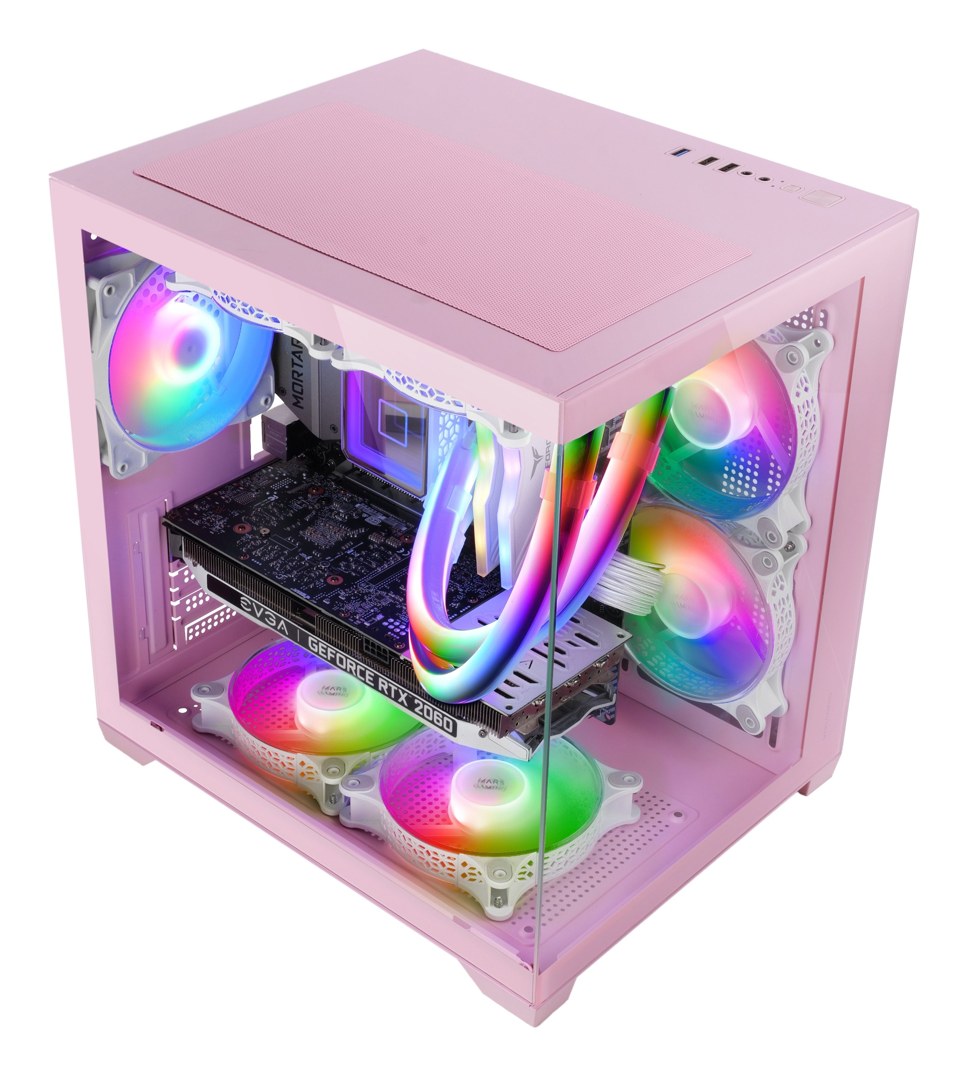 Caja Microatx Cube Mars Gaming Mc-View2p Rosa Cristal Continuo Gpu 330mm 1x3.5 3x2.5