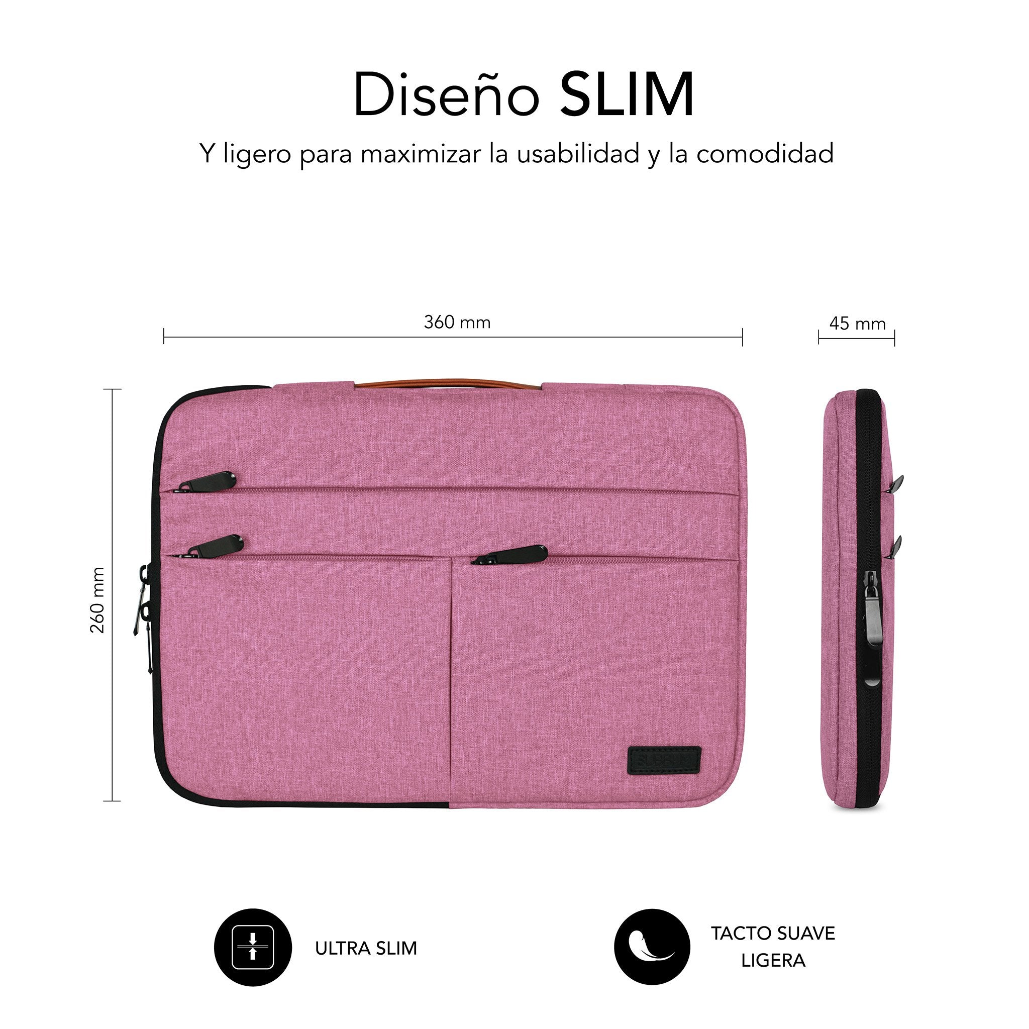 Funda Subblim Air Padding 360 Sleeve Para Portátiles Hasta 14' Rosa