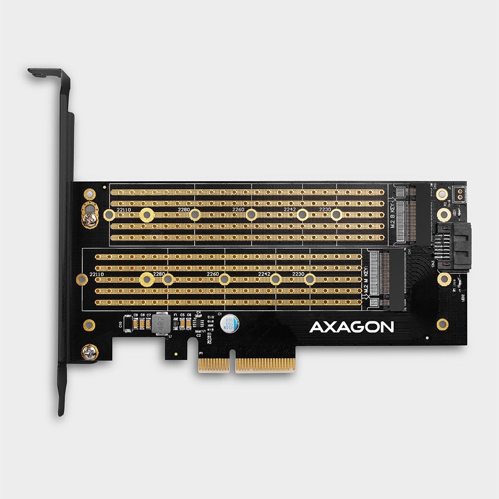 Axagon Pcem2-D Tarjeta Pcie X4 - M.2 Nvme M-Key + Sata B-Key Sata Interno
