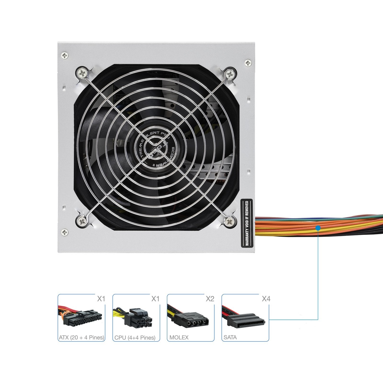EAN 8433281007109 - TooQ TQEP-500SSE unidad de fuente de alimentación 500 W 24-pin ATX ATX Plata imagen 4