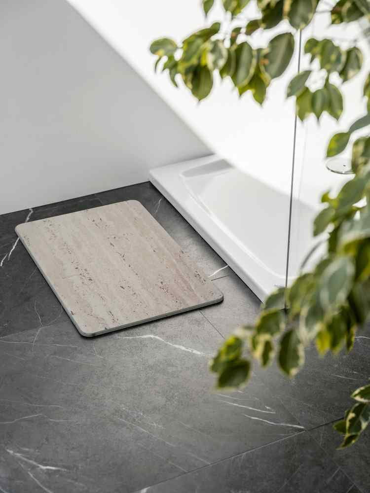 Alfombra De Baño Antideslizante De Diatomita, Granito, 60 X 39 Cm