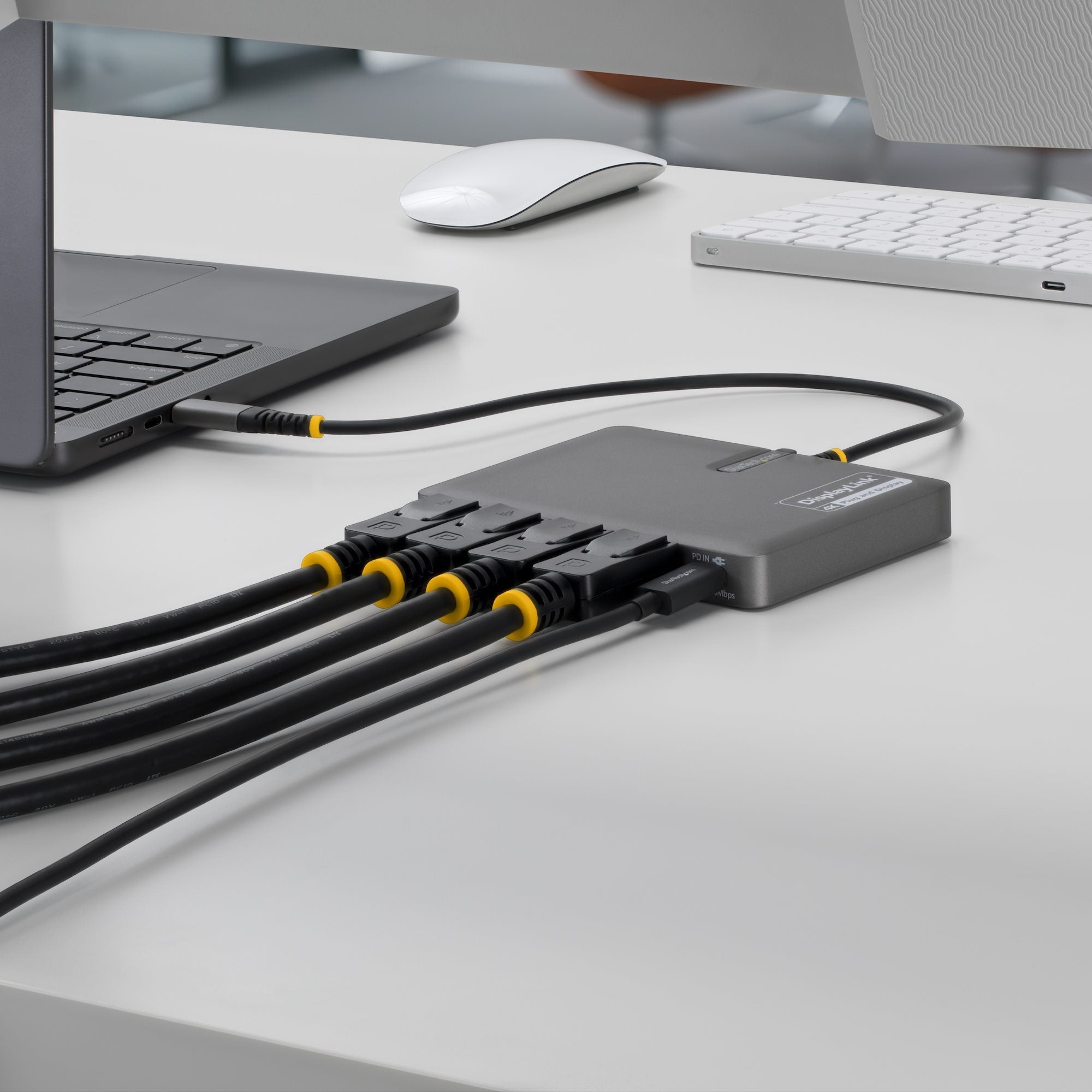 Startech Usb-C Zu 4-Monitor Workstation Adapter 4k 60hz Displayport 140w Pd Passthrough Usb Fur Tastatur Und Raton Taa