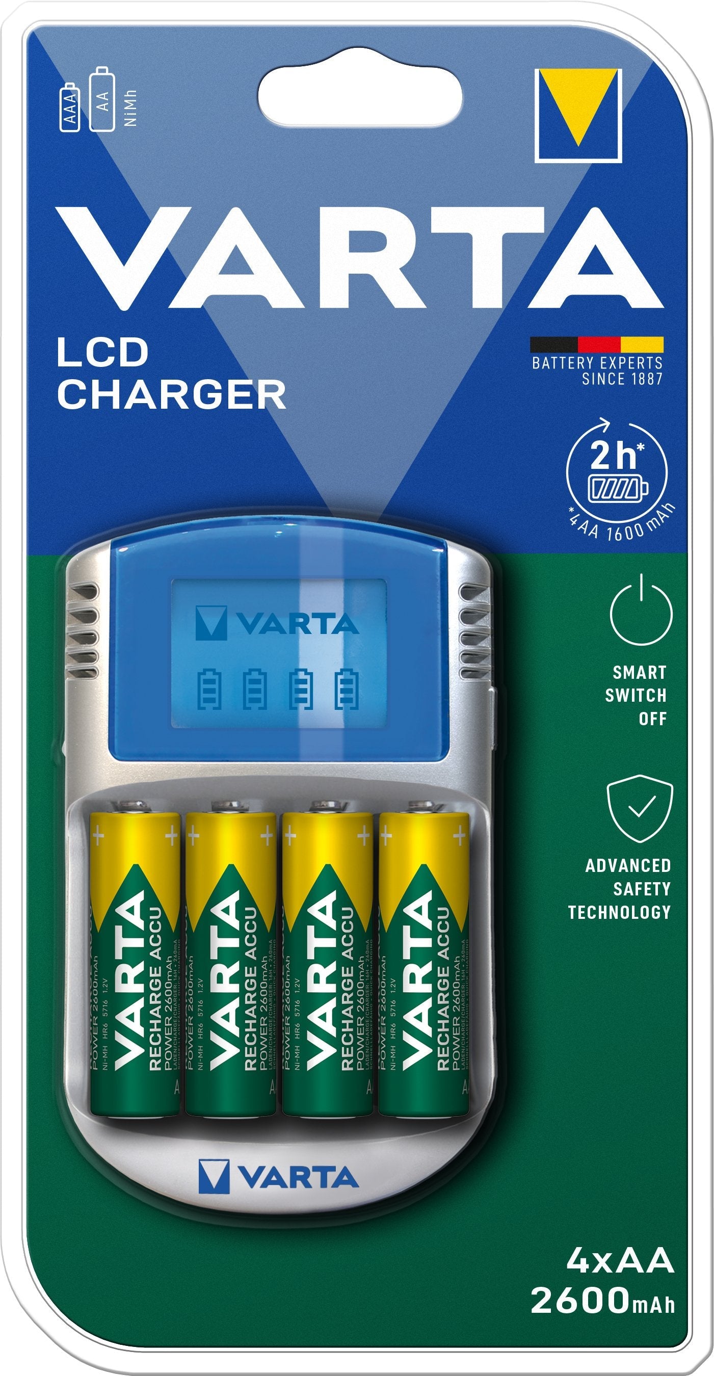 Varta Lcd Cargador + 12v/Usb + 4x Aa 2600mah