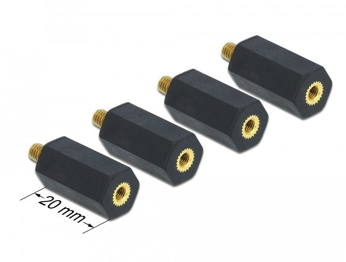 Delock Abstandshalter M4 X M3, Sechskant, Innen / Aussen, 20 Mm Negro 4 Piezas
