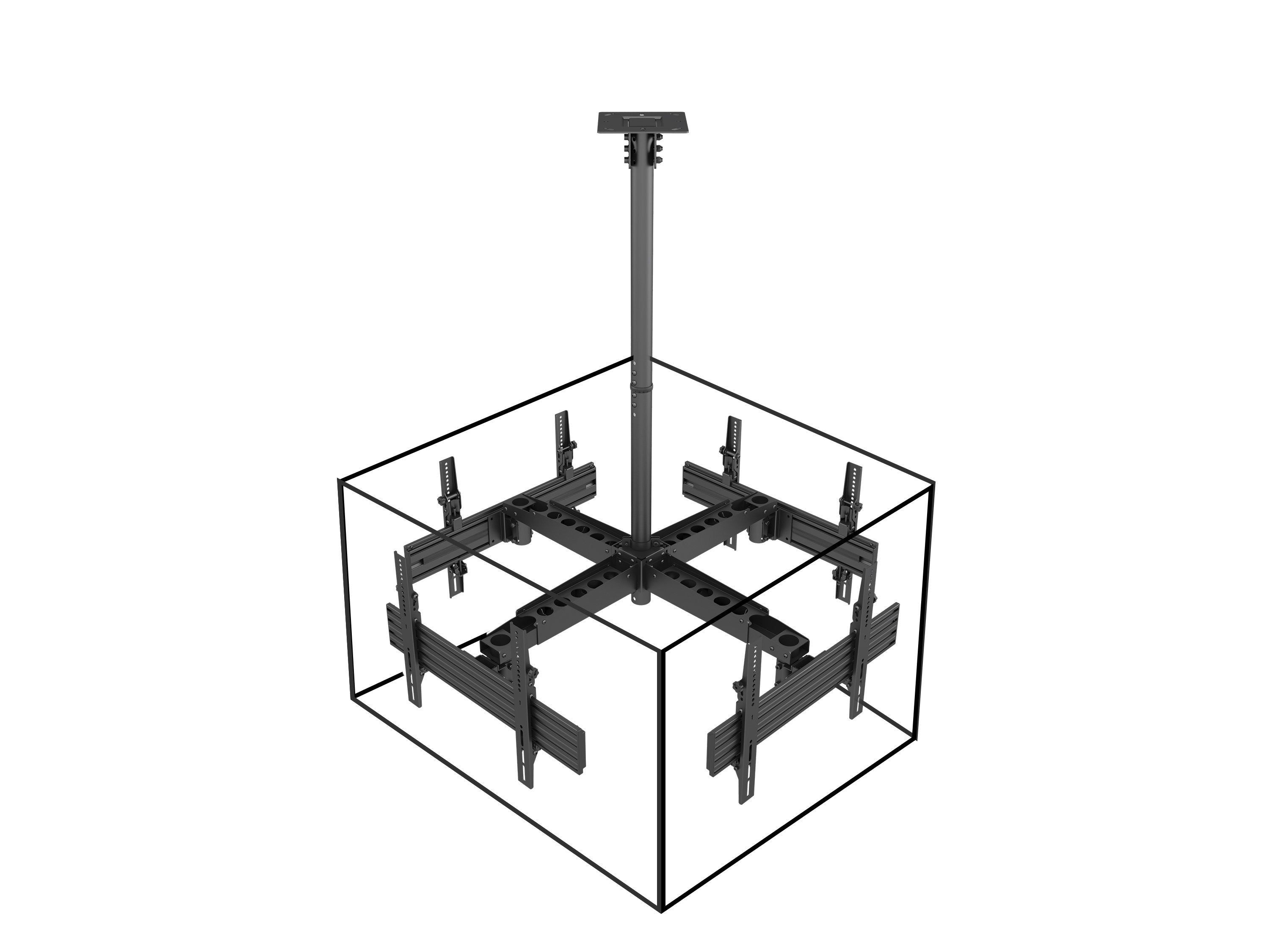 Equip Soporte De Techo Profesional Para 4 Pantallas Tv De 32"-65" - Inclinable - Gestion De Cables - Peso Max 30kg X Soporte - Vesa 600x400mm