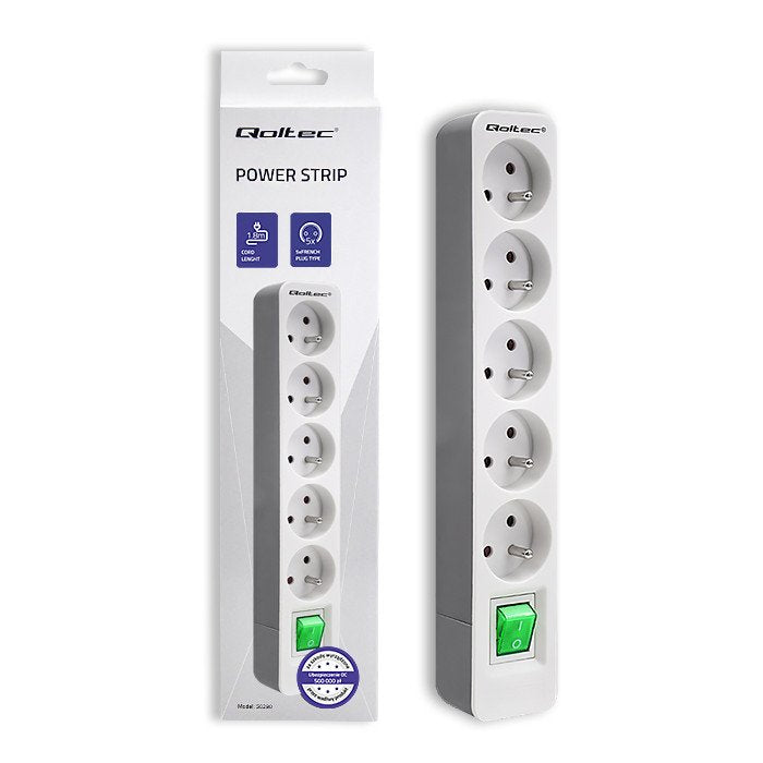 EAN 5901878502908 - Qoltec 50290 base múltiple 1,8 m 5 salidas AC Interior Blanco imagen 1