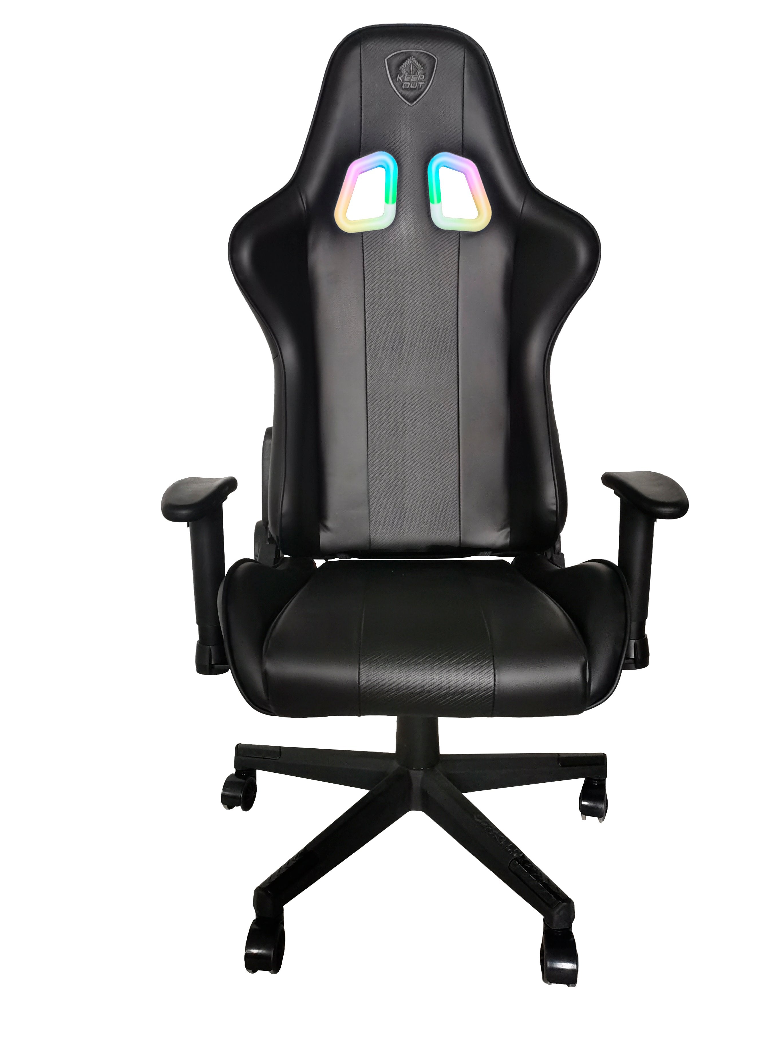 Silla Gaming Keepout Xspro-Racing Rgb Black Reposabrazos 2d/ Iluminacion Rgb Con Mando A Distancia/ Ruedas De Nylon/ Cojin Lumbar Y Cervical
