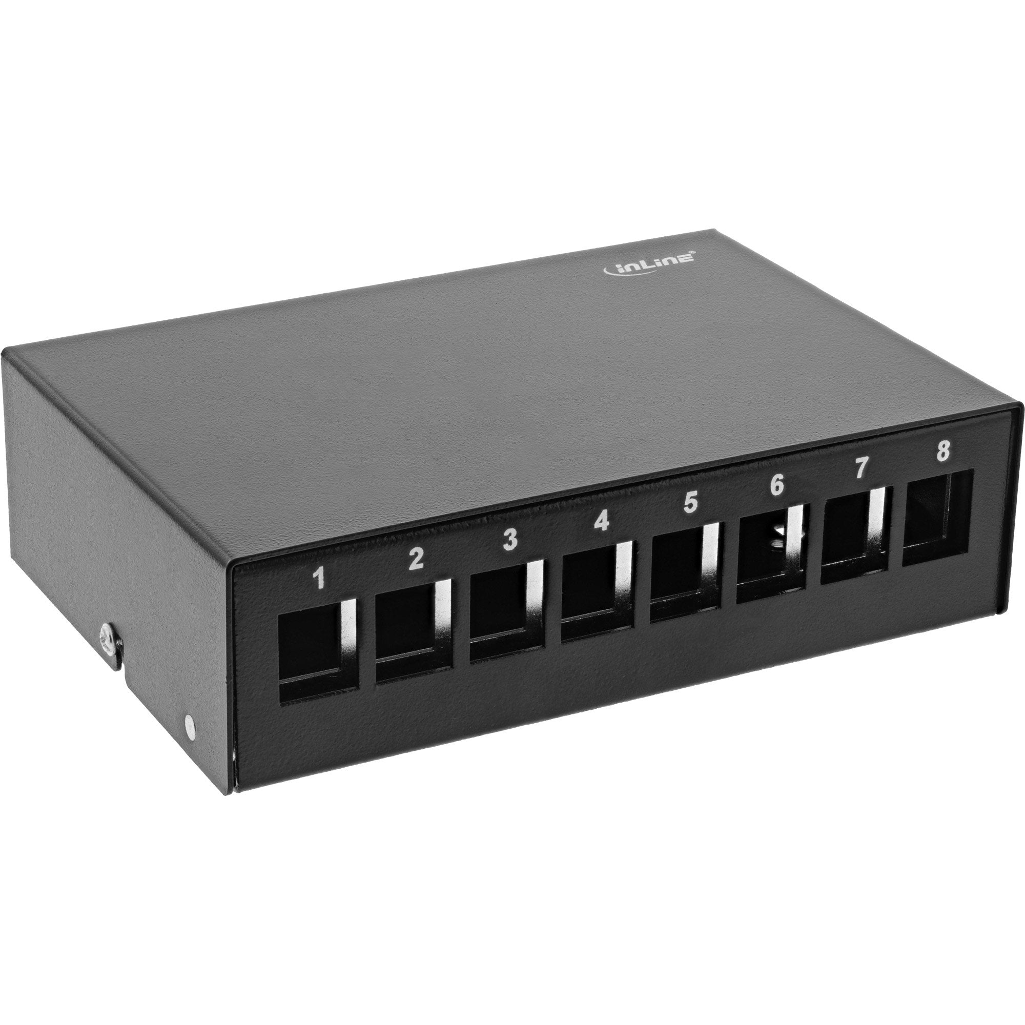 Inline Desktop Point Box 8x Keystone Rj45, Metal, Negro Ral9005