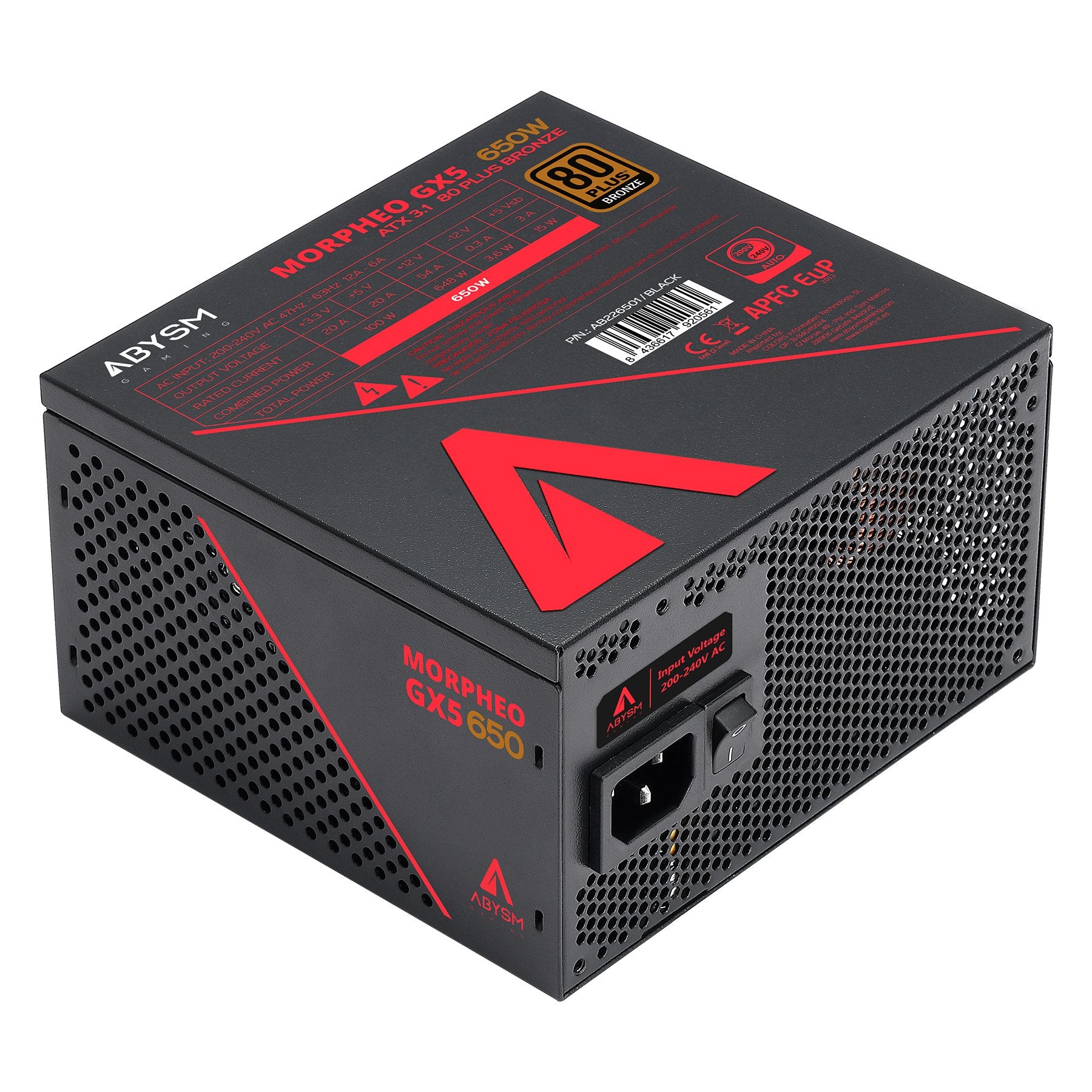 EAN 8436617920561 - ABYSM MORPHEO GX5 unidad de fuente de alimentación 650 W 20+4 pin ATX ATX Negro imagen 2