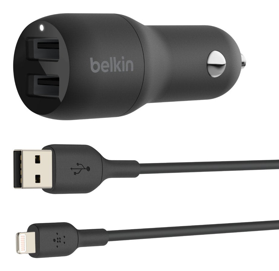 Cargador Para Coche Belkin Ccb001btbk Doble Usb-A 24w (12w X2) Color Negro