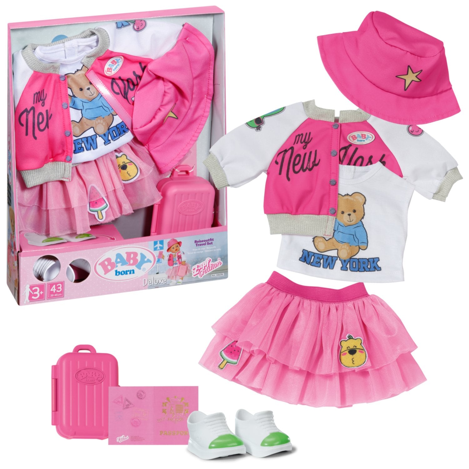 EAN 4001167836316 - BABY born Deluxe Travel 43cm Juego de ropita para muñeca imagen 2