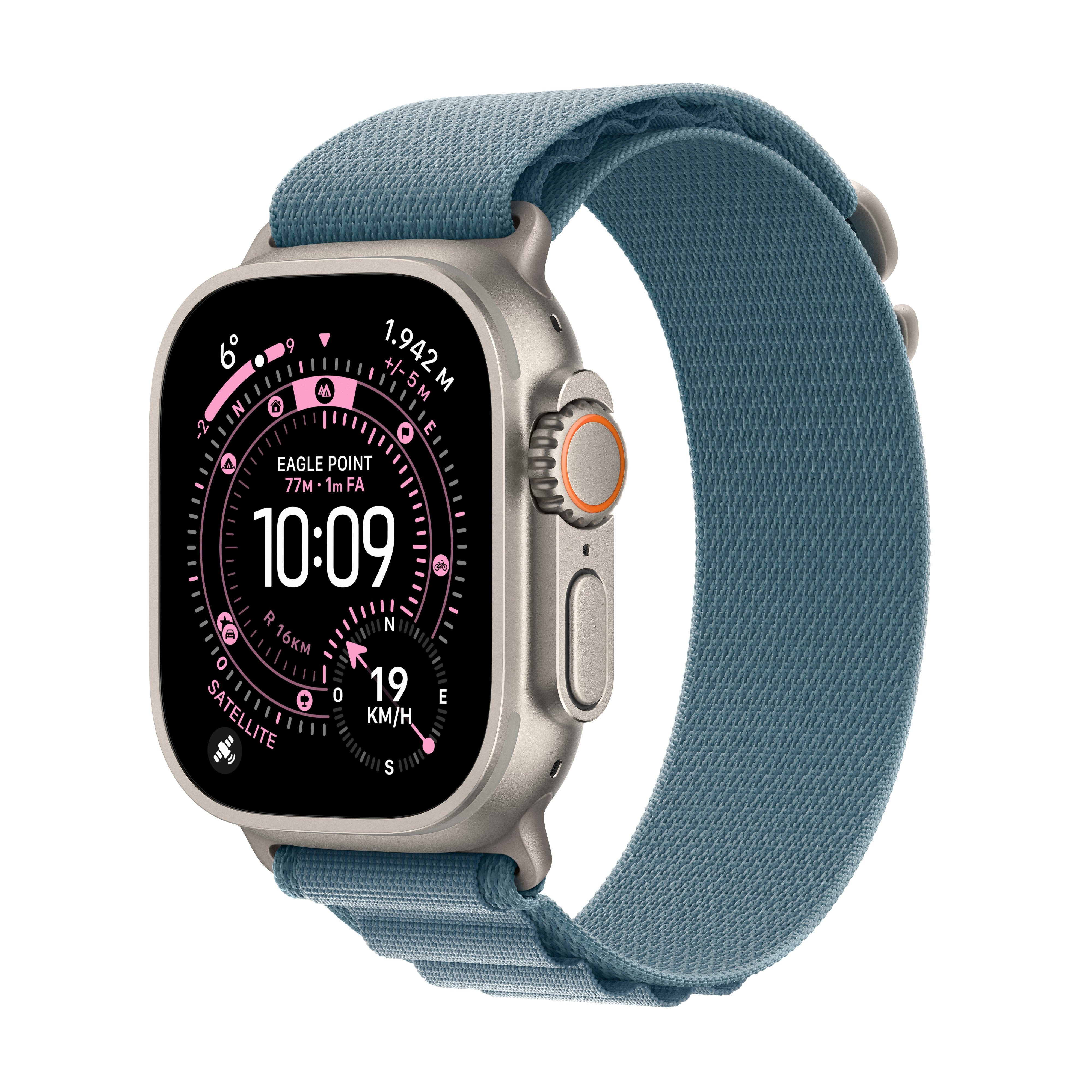 Apple Watch Ultra 3 49 Mm Titanio Natural Sí Reloj Inteligente Con Loop Alpine Tela Azul Claro Tamaño De La Banda: S 64 Gb Lte Nfc Wi-Fi 4 Uwb Bluetooth 5g 61.6 G