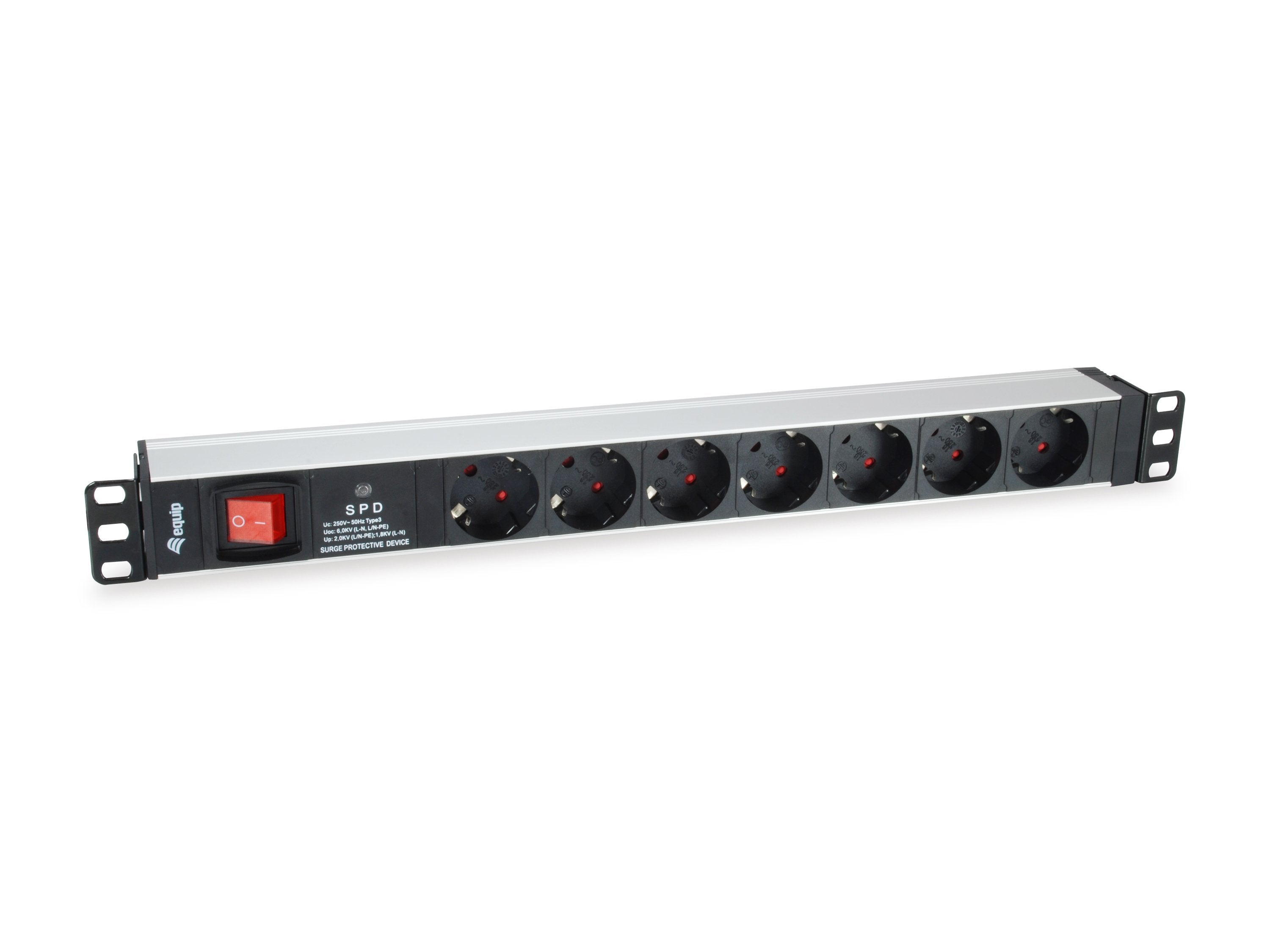 Regleta Alimentacion Rack 19 1u 7 Tomas Con Interruptor Y Protector Sobretension