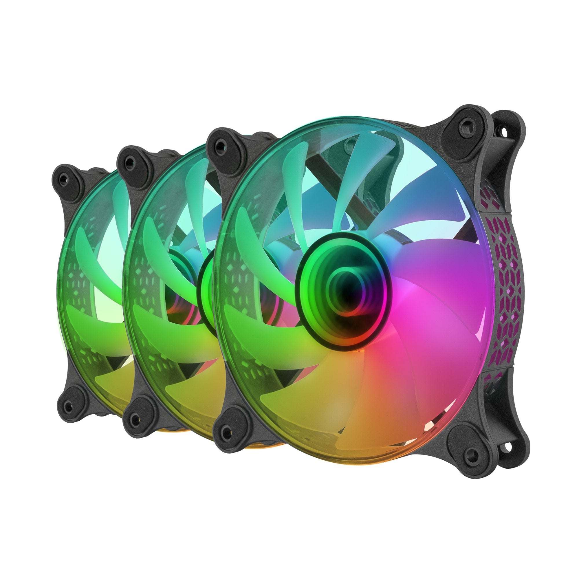 Pack 3 Ventiladores Mars Gaming Mf-3dkit 12cm + Hub + Mando A Distancia Argb Negro