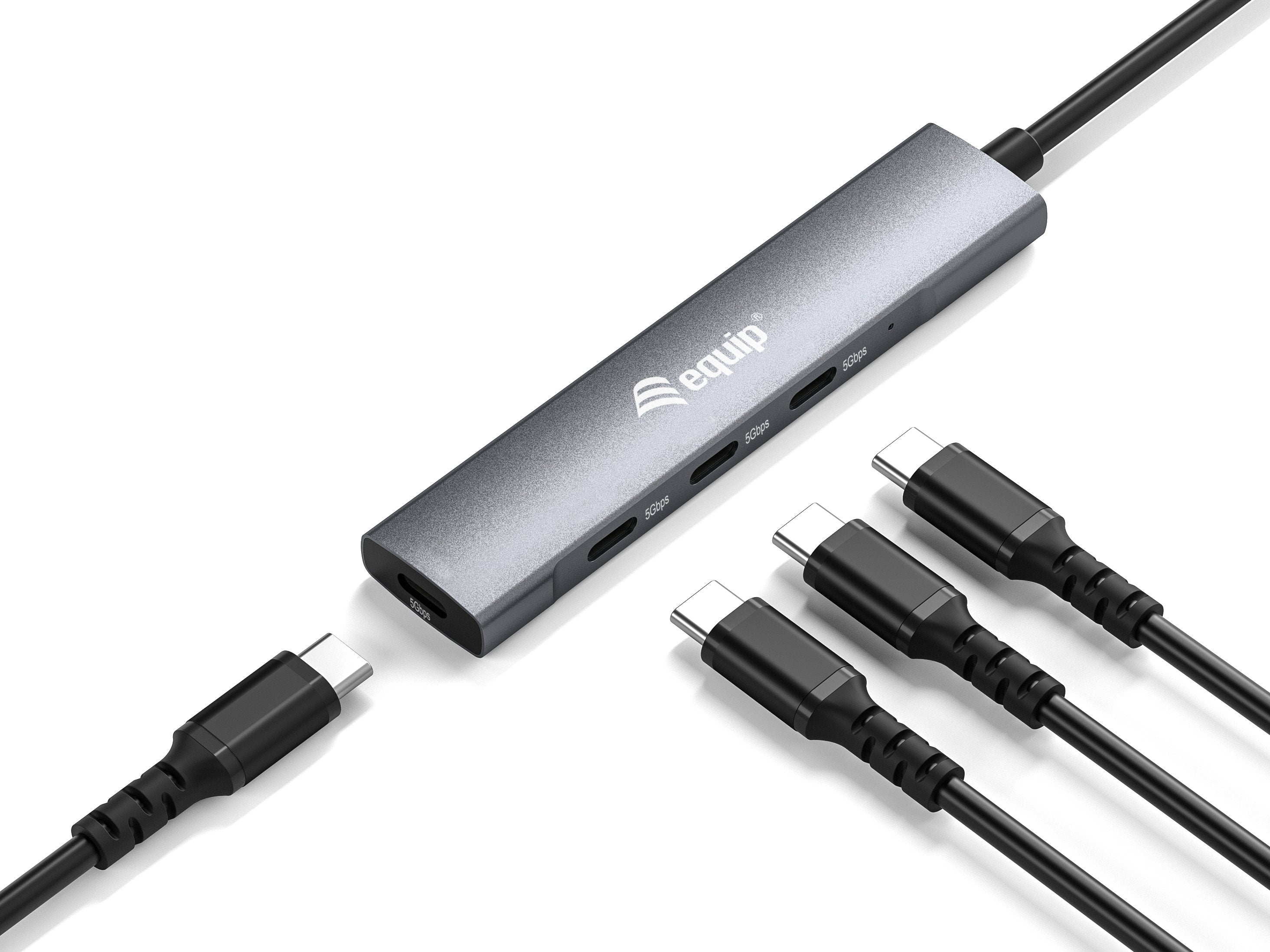 Equip 128963 Hub 4-Port 3.2 C->4x3.0 Usb 3.2 Gen 1 (3.1 Gen 1) Type-C 5000 Mbit/S Negro, Plata