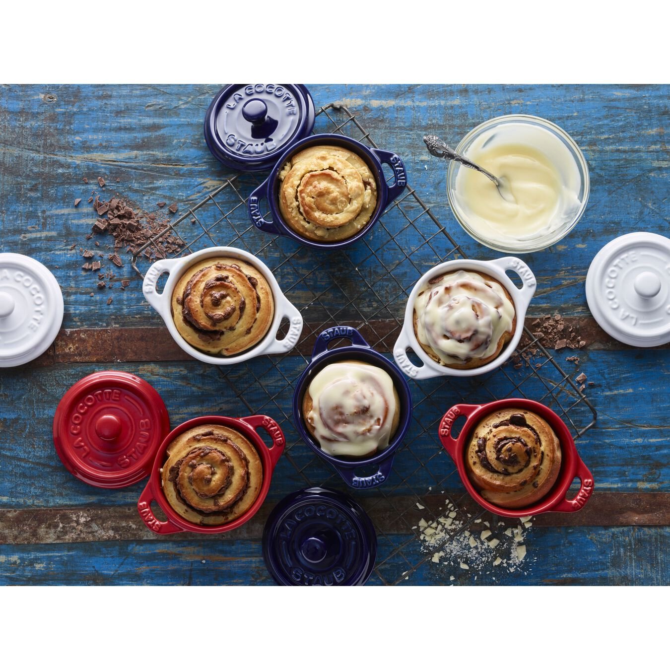 Staub Mini Cocotte Set 4-Tlg. Rund, Keramik, Kirsch-Rot