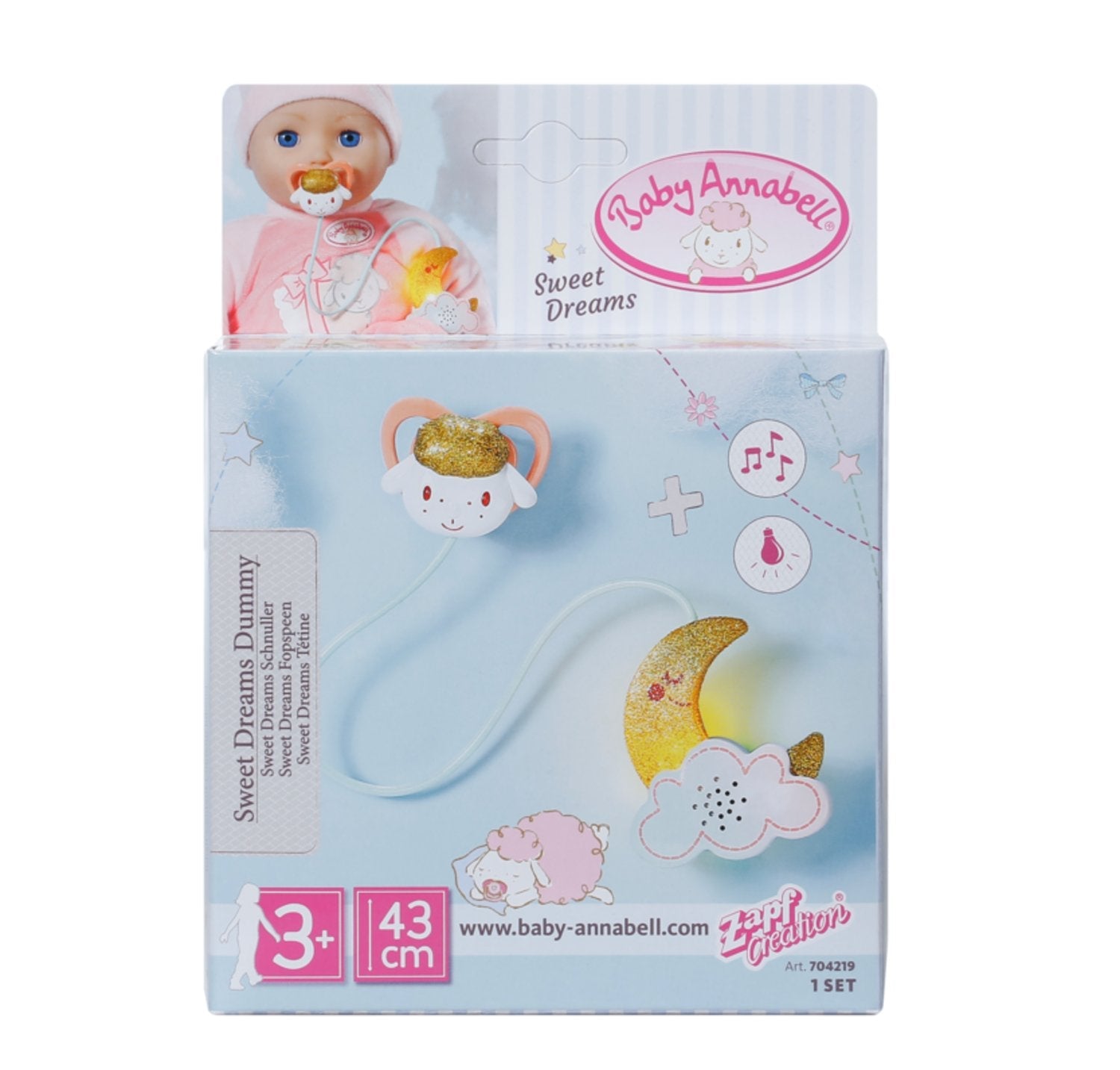 Zapf Creation Baby Annabell® Chupete Sweet Dreams 43cm, Accesorios Para Muñecas 704219