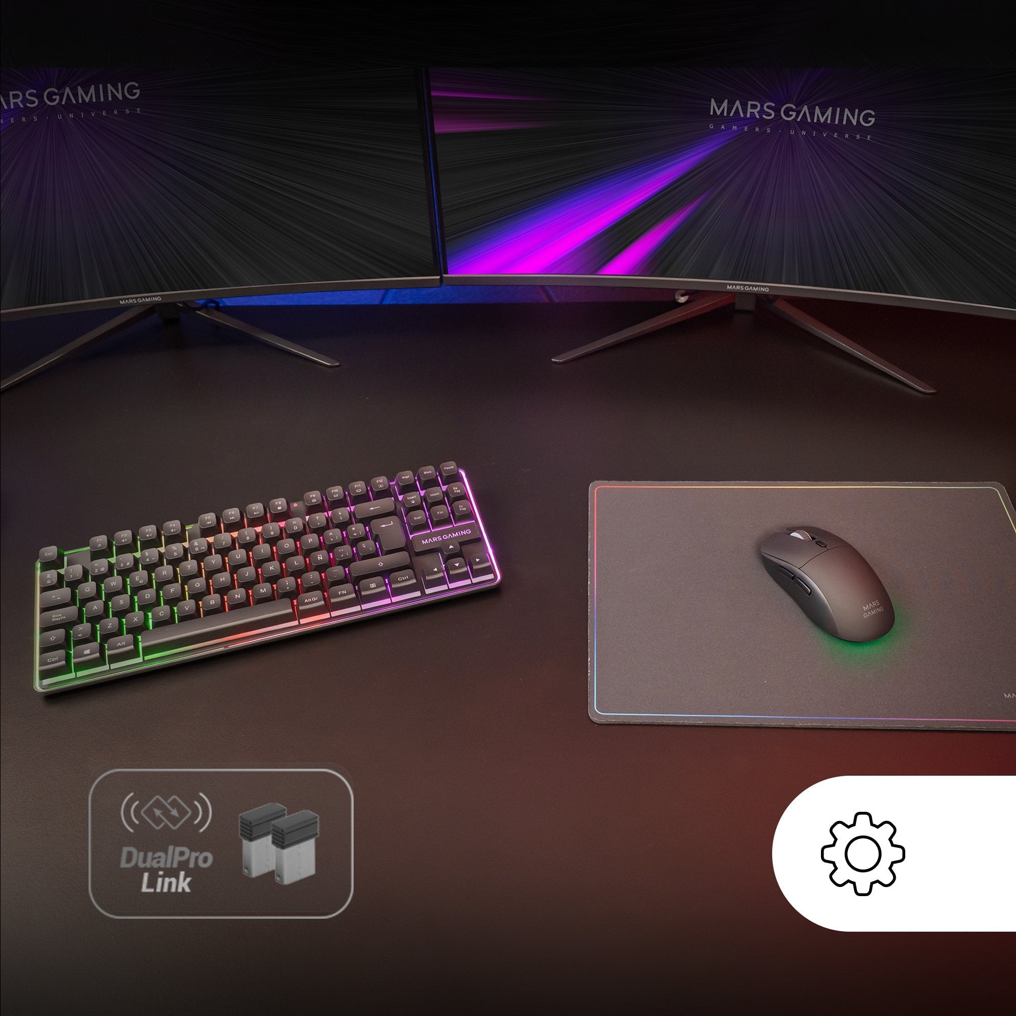 Pack Gamer 3en1 (Calvier/Ratón/Tapis) Mars Gaming Mcpwtkl (Negro)