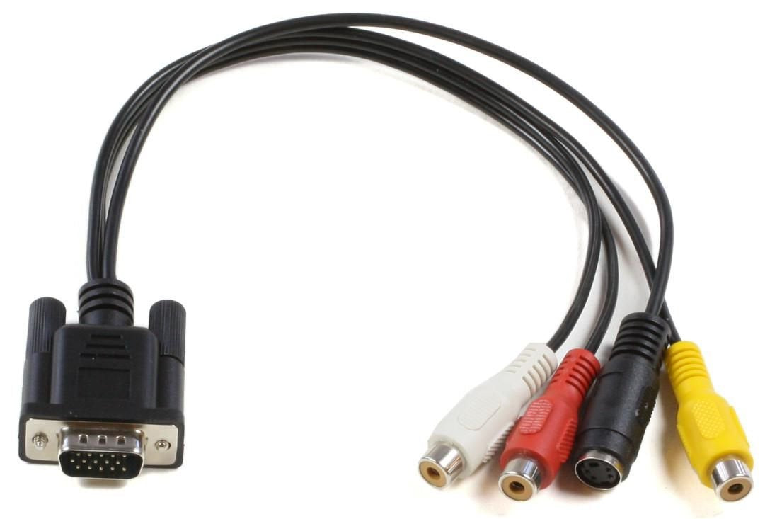 Microconnect Monggsv Adaptador De Cable De Vídeo 0,3 M Vga (D-Sub) Rca + S-Video Negro