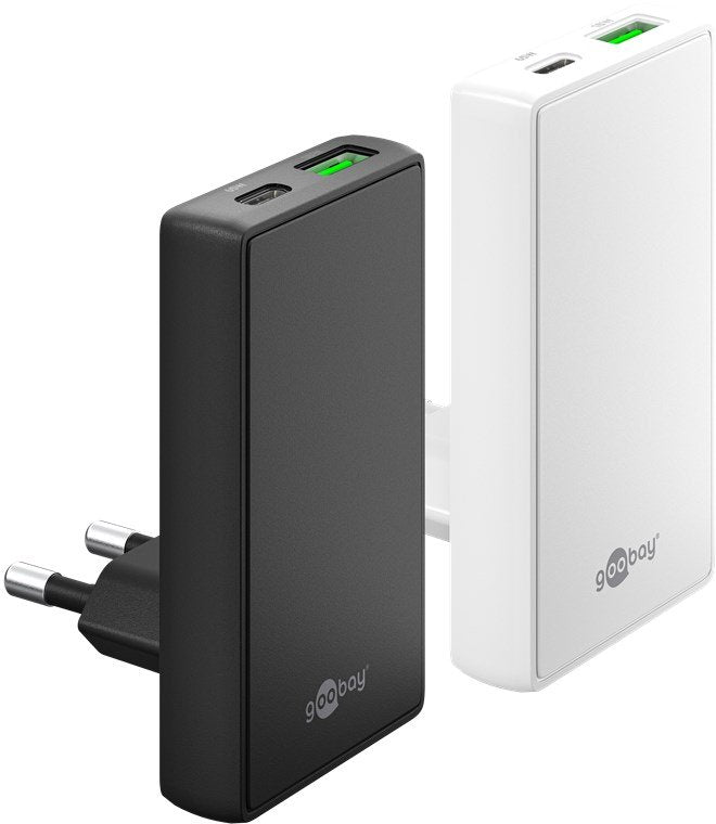 Goobay Usb-C/A Pd Gan 90° Dual-Schnelladegerät (Blanco, 65 Watt) 75724