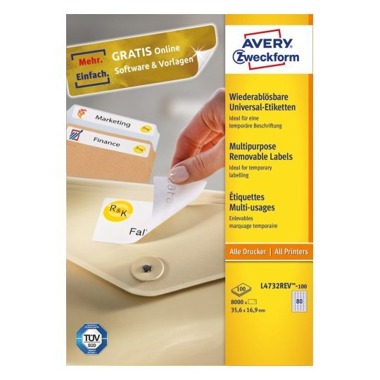 Avery Zweckform Etiquetas L4732rev-100 Blanco 35,6 X 16,9 Mm