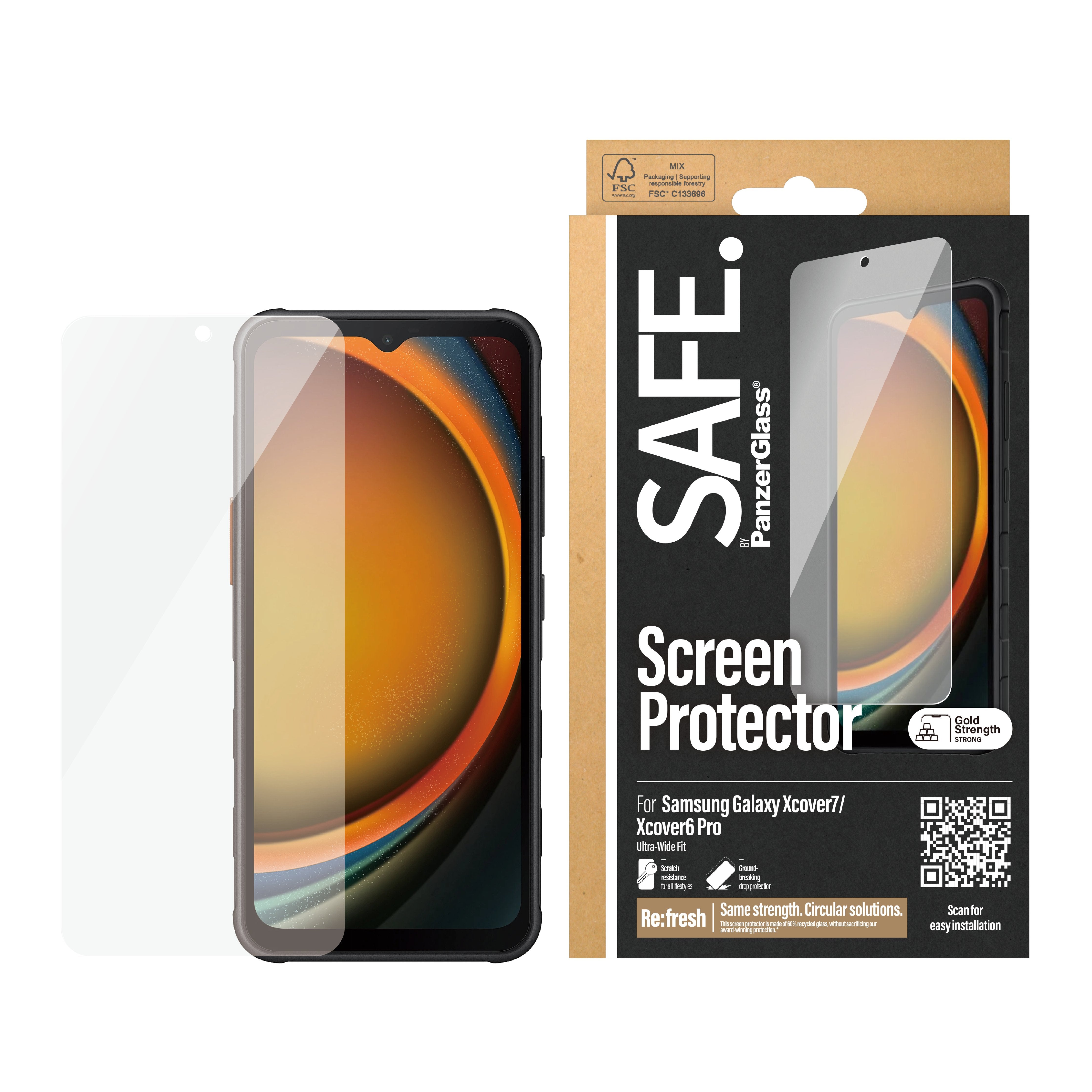 Panzerglass Safe. Screen Protector Samsung Galaxy Xfunda7/Xfunda6pro Uw Fit