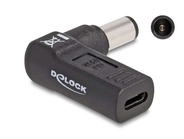 Delock Adapter Für Notebook Ladecable Usb Type-C Buchse Zu Hp 7,4 X 5,0 Mm Stecker 90° Gewinkelt