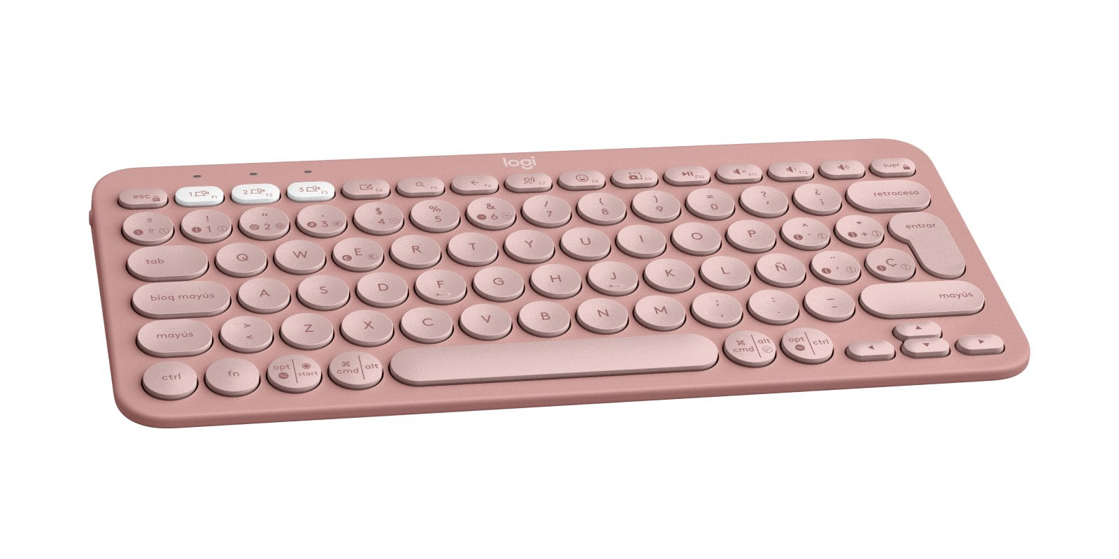 Teclado Español Logitech Pebble Keys 2 K380s Rf Wireless + Bluetooth Qwerty Rosa