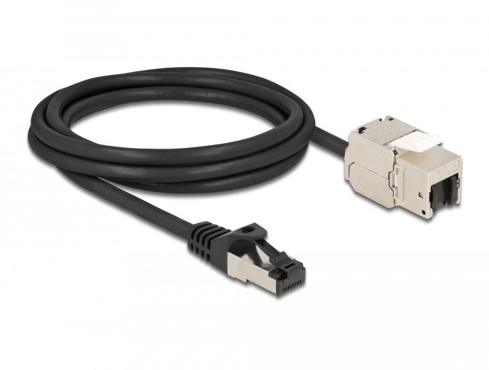 Delock Cable Rj45 Stecker Zu Keystone Modul Rj45 Buchse Cat.6a 2 M Schwarz