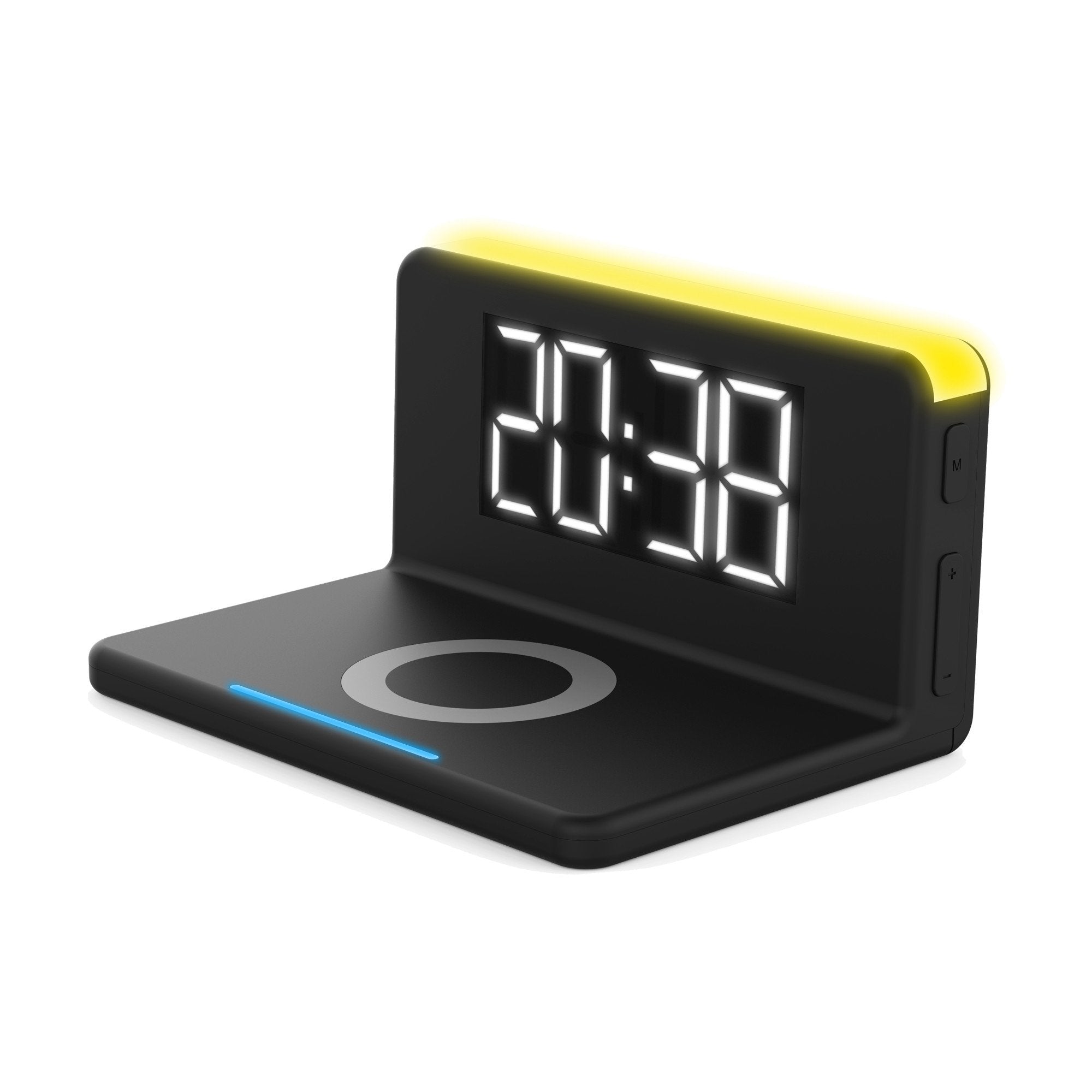 Terratec Chargeair Reloj Despertador Digital Negro, Amarillo