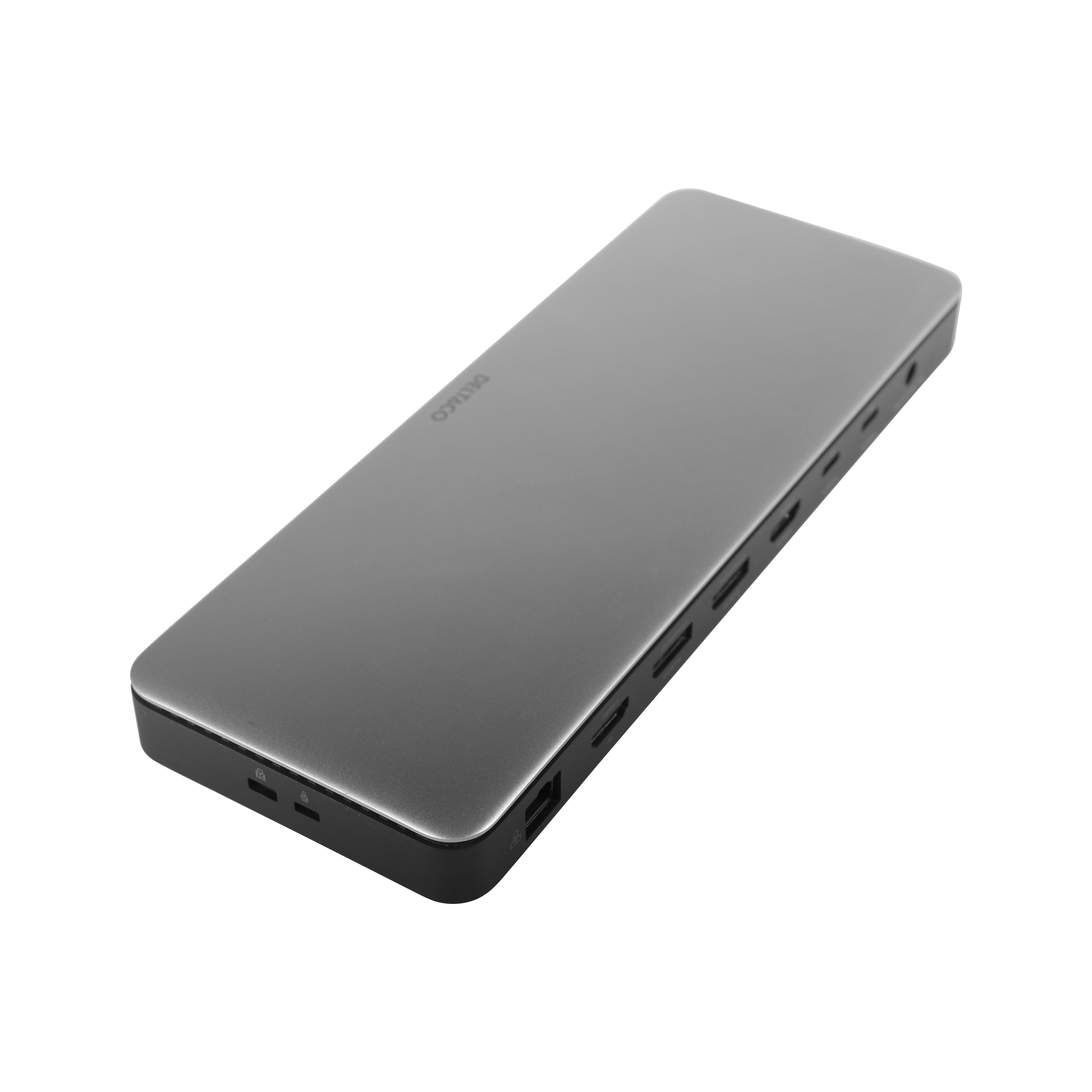 Deltaco Usb-C Dockingstation 2xhdmi/Dp/Usb/Rj45/Sd 96w