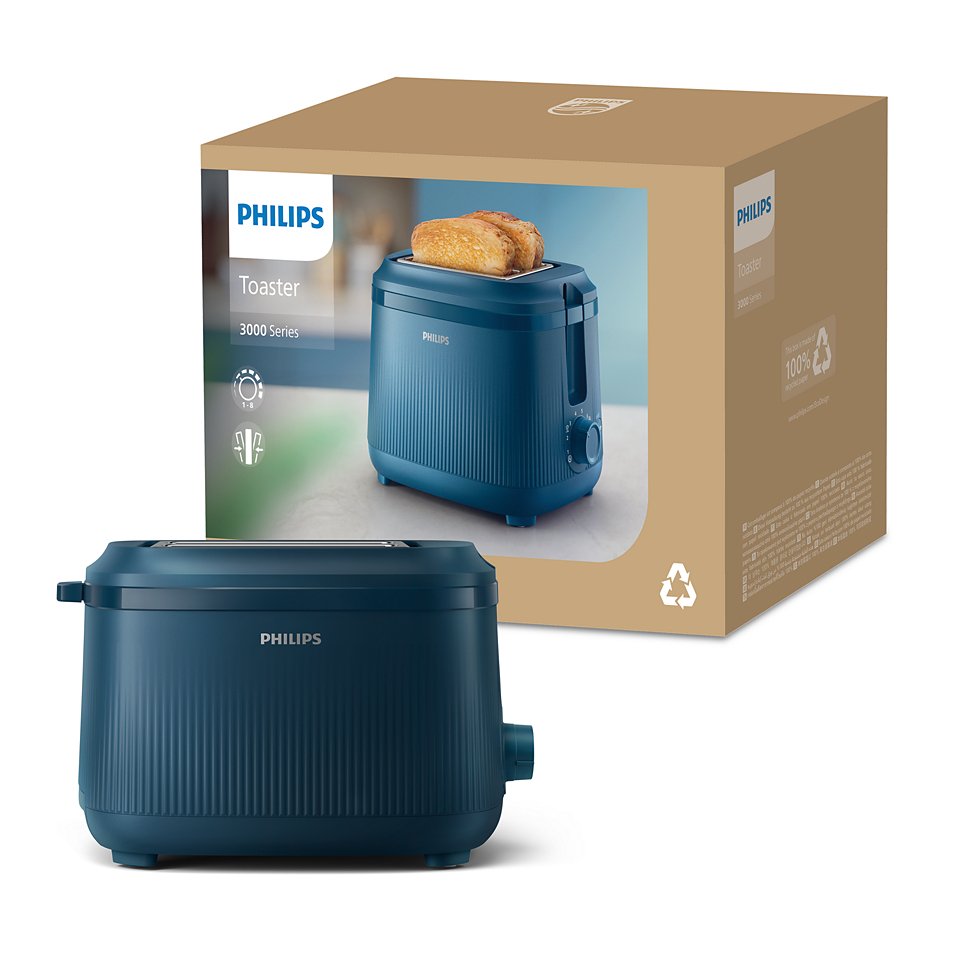 Tostadora Philips Serie 3000 2 Ranuras 900w Azul