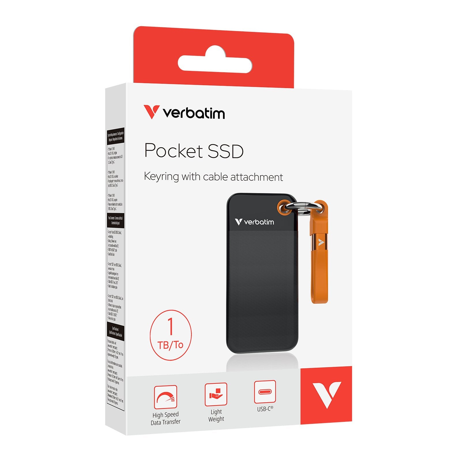 EAN 0023942321934 - Verbatim Pocket SSD 1 TB USB Tipo C 3.2 Gen 2 (3.1 Gen 2) Negro, Naranja imagen 2