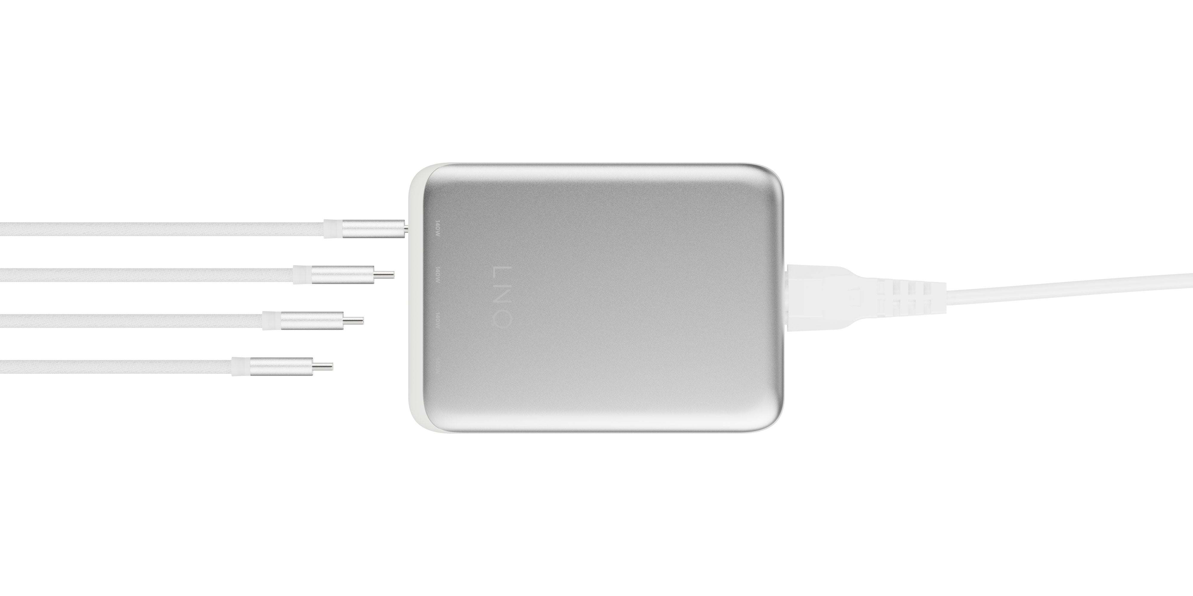 Cargador Escritorio 4xusb-C 240w Gan2 Plata Linq Hasta 240w/ 4xusb-C Pd/ 140w Máximo Por Puerto